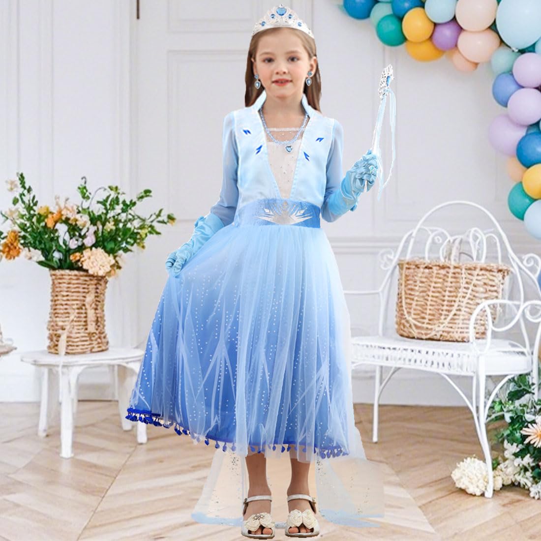 **Elsa Costume for Toddler Girls - Frozen Snow Princess Dress with Wig | Blue Disney Cosplay Outfit for Halloween, Birthday Party & Christmas | Perfect for Dress-Up, Role Play & Special Events**