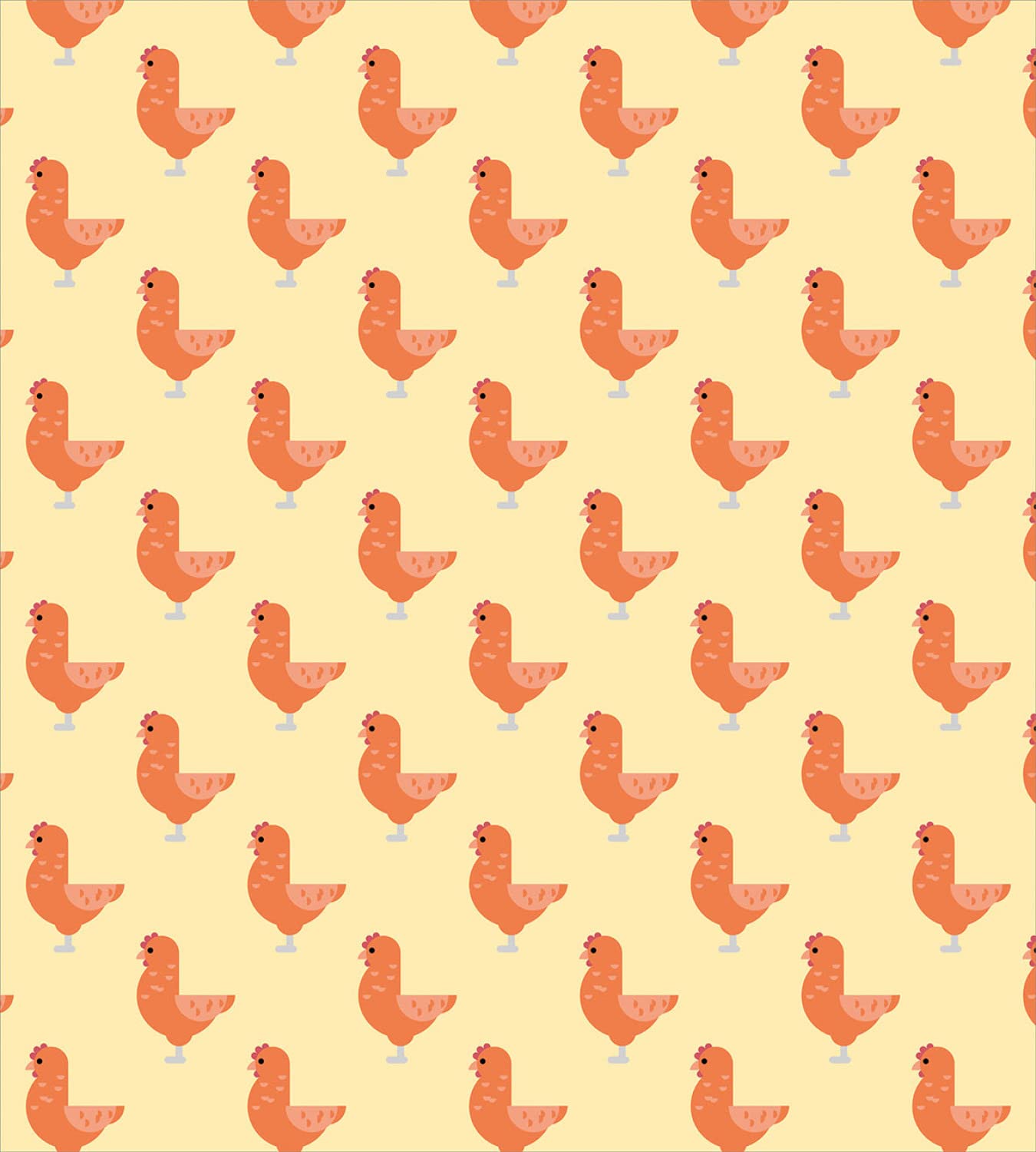 Ambesonne Chicken Duvet Cover Set - Twin Size 2-Pack with 2 Pillowcases, Farm Animal Bird Pattern in Yellow Salmon | Farmhouse & Kids Room Decor, Soft Bedding for Cozy Sleep