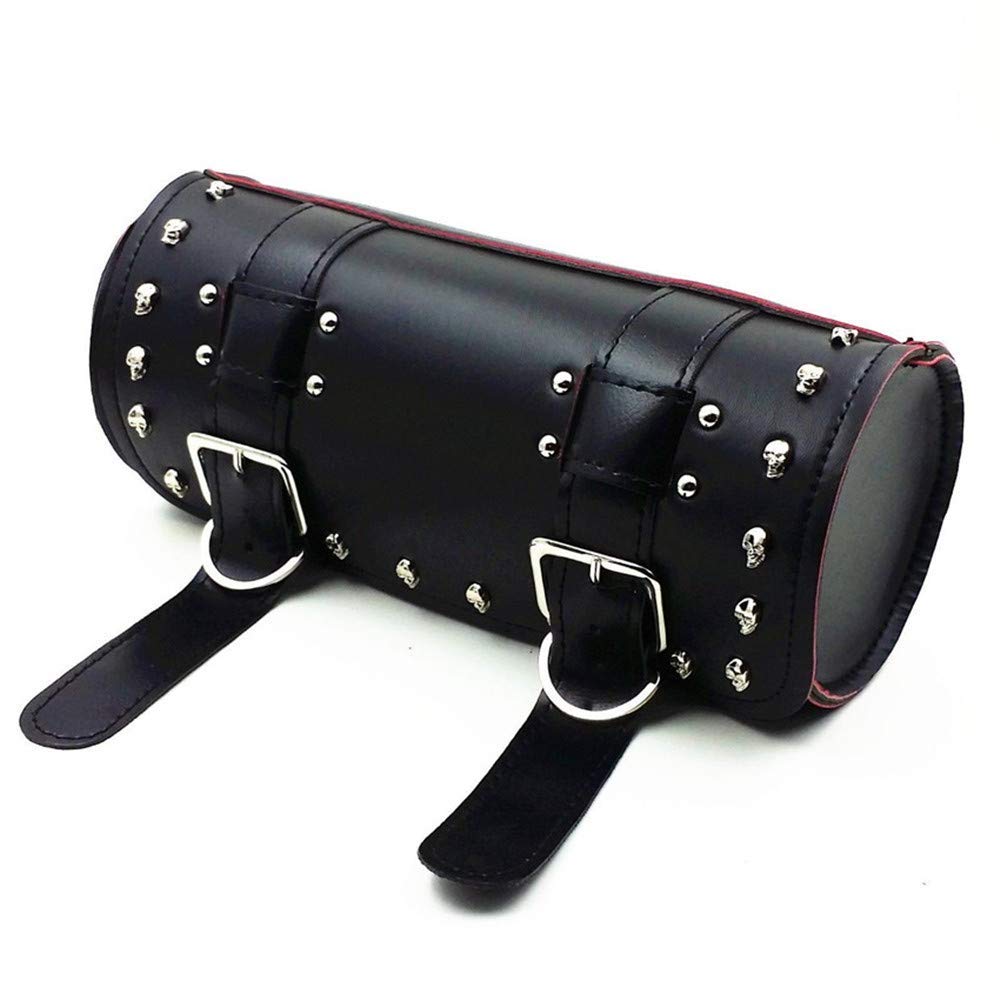 Premium Motorcycle Tool Roll & Saddle Bag Set - Heavy Duty Waterproof Skull Design Fork Bag Kit for Suzuki, Yamaha, Honda, Kawasaki, Harley Davidson - Perfect for Road Trips, Camping & Motorcycle Maintenance