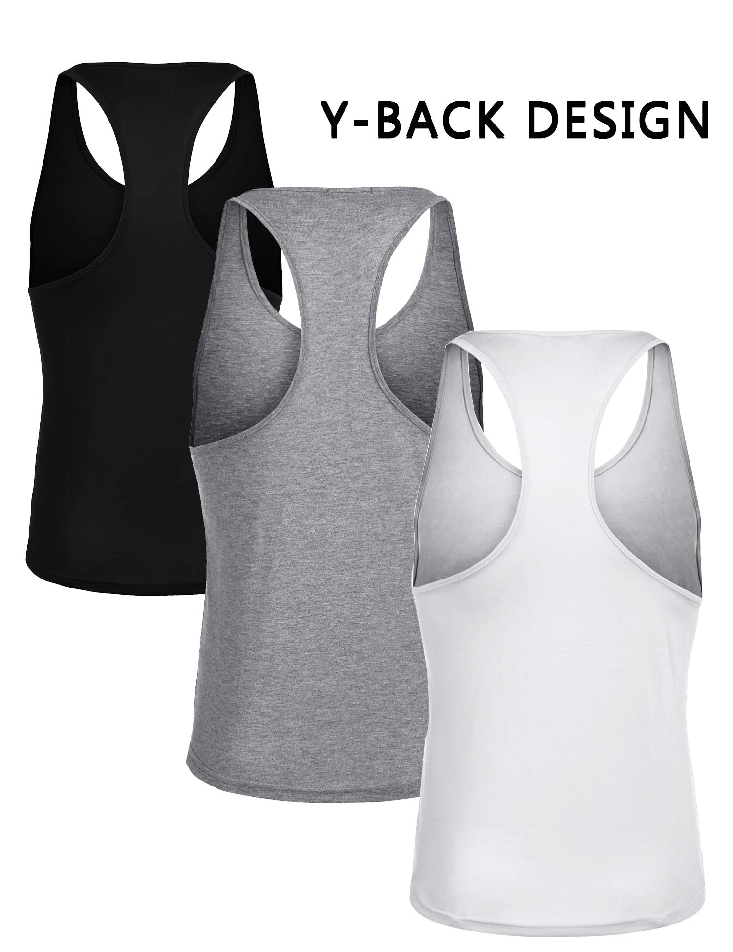 COOFANDY Men's 3 Pack Muscle Tank Tops - Breathable Y-Back Sleeveless Workout Shirts for Gym, Bodybuilding & Fitness | Perfect for Summer, Running & Training