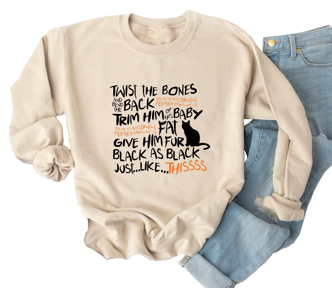 Ykomow Halloween Witches Brew Sweatshirt for Women - Sanderson Sisters Inspired Funny Cat Sweater | Cozy Fall Pullover for Halloween Parties, Costume Events & Autumn Outfits
