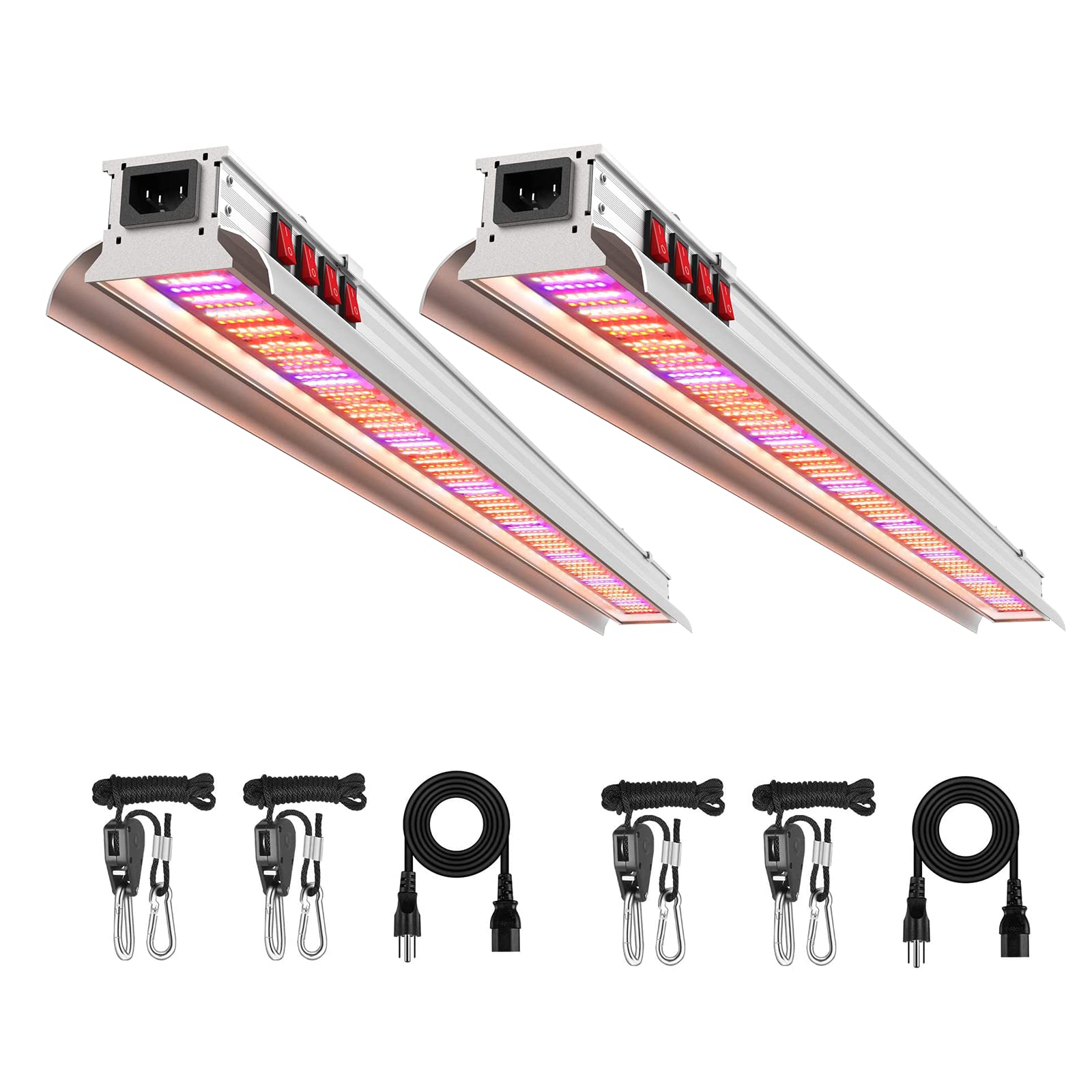iPower 300W Full Spectrum LED Grow Light for Indoor Plants - Hydroponic Greenhouse Seedling Veg & Flower Growing Lamp (150W x 2 Pack, Silver) - Perfect for Home Gardening, Vertical Farming & Indoor Plant Growth
