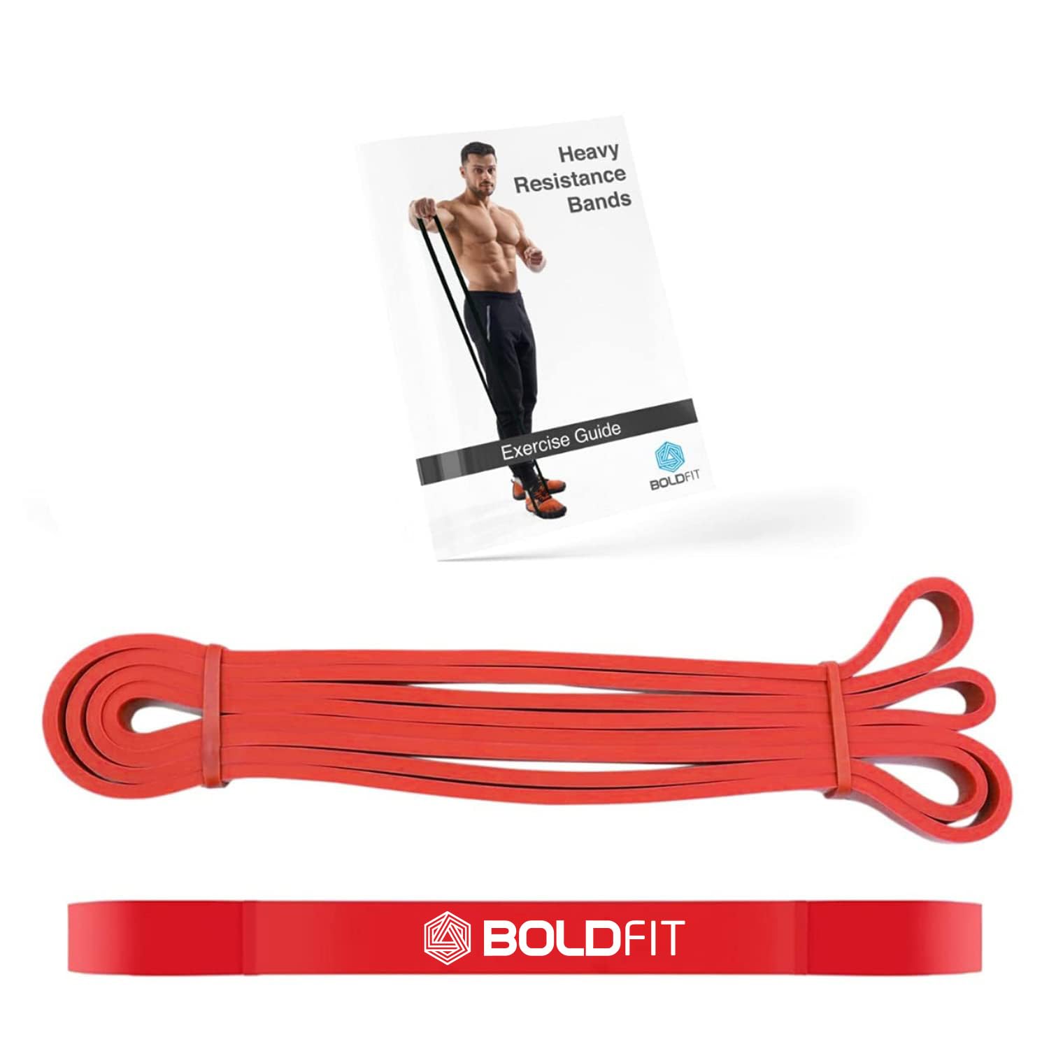 Boldfit Heavy Resistance Bands for Strength Training, Workouts, and Physical Therapy - Premium Elastic Exercise Bands for Home Gym, Yoga, Pilates, and Fitness (Red) - Perfect for Muscle Building, Stretching, and Rehabilitation