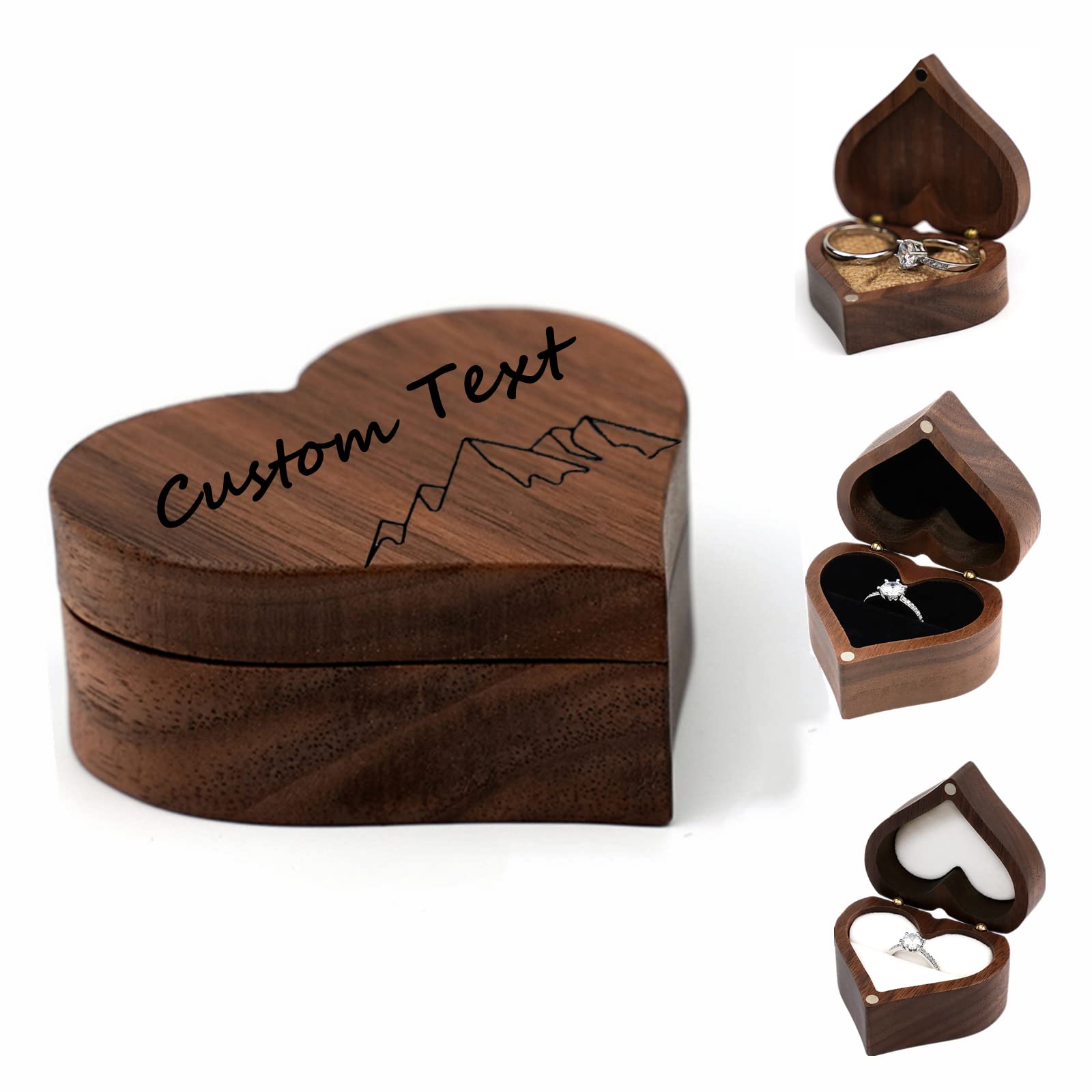 Personalized Wooden Ring Box for Wedding & Engagement - Custom Text & Pattern Engraved - Perfect for Proposal, Ceremony & Gift Giving
