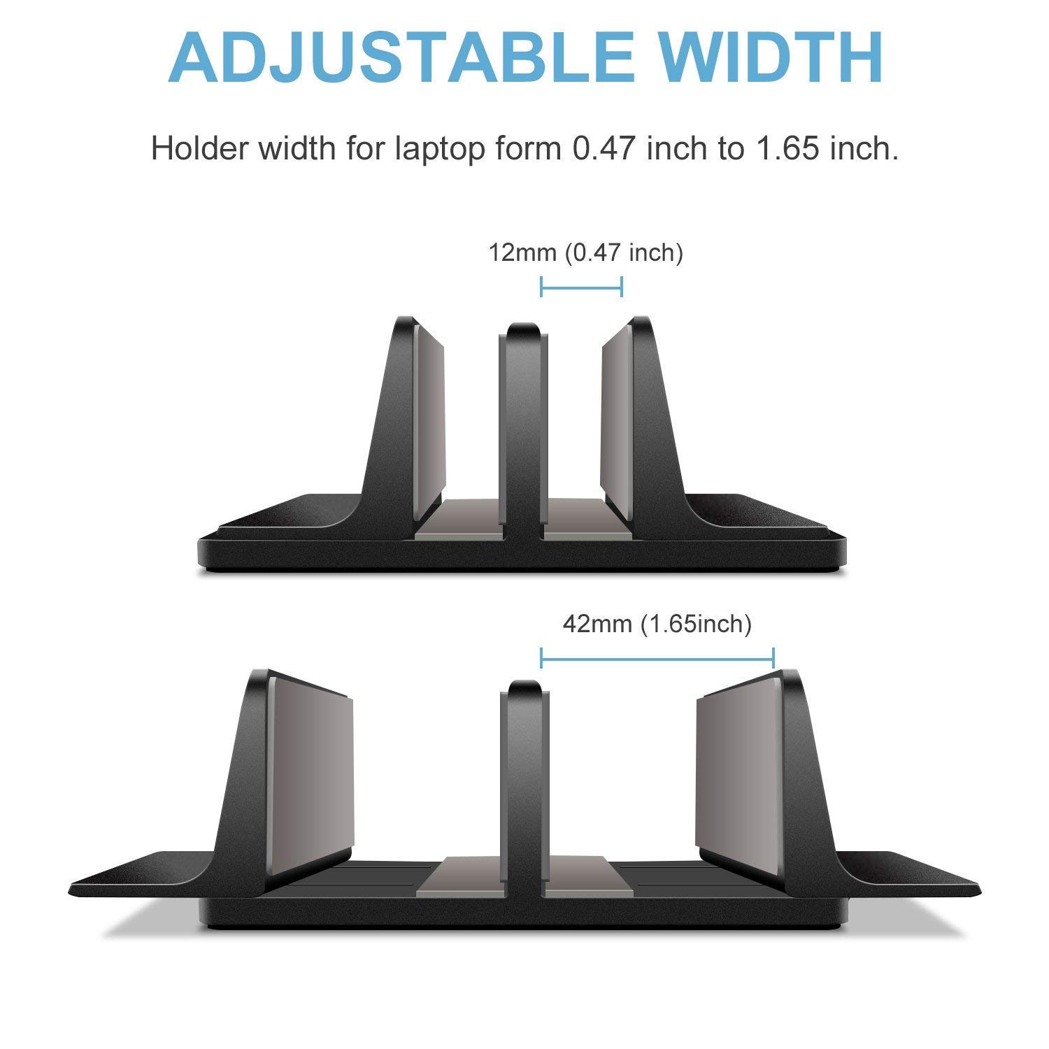 JARLINK Vertical Laptop Stand with Docking Station - Adjustable Dual Desktop Holder for Laptop & Tablet (Fits up to 17.3 inch) - Perfect for Home Office, Workspace Organization & Multi-Device Setup
