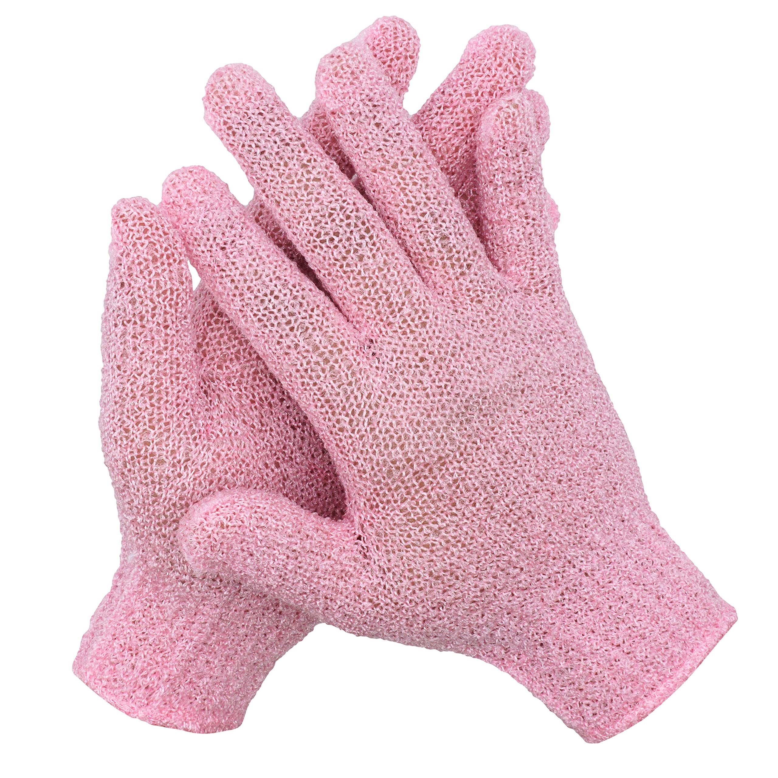 2-Pairs Pink Exfoliating Gloves for Shower & Bath - Double Sided Matte Body Scrubber for Smooth Skin - Gentle Exfoliation for Adults & Kids - Perfect for Spa Day & Dry Brushing Routine