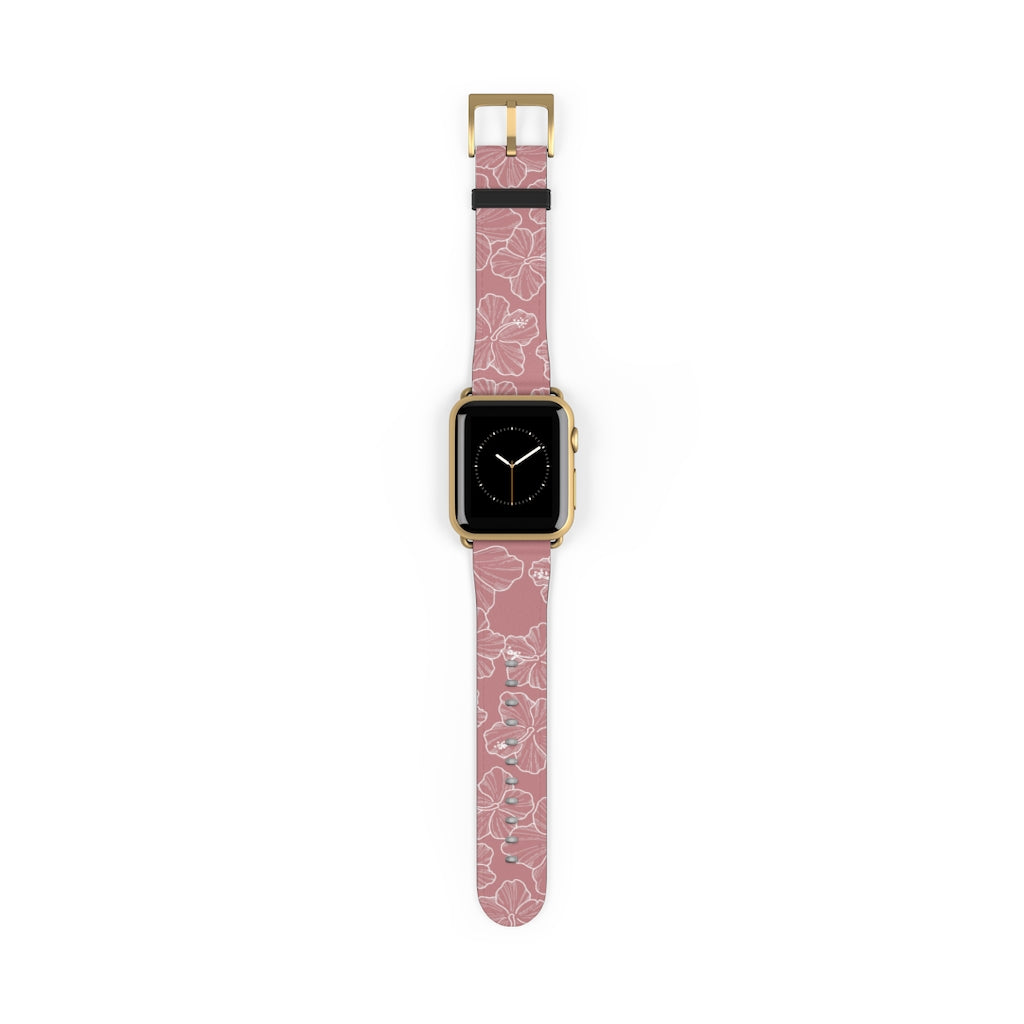 Premium Hibiscus Mauve Apple Watch Band - Soft Silicone Strap for Women & Men - Compatible with All Apple Watch Models - Perfect for Workouts, Running & Everyday Wear