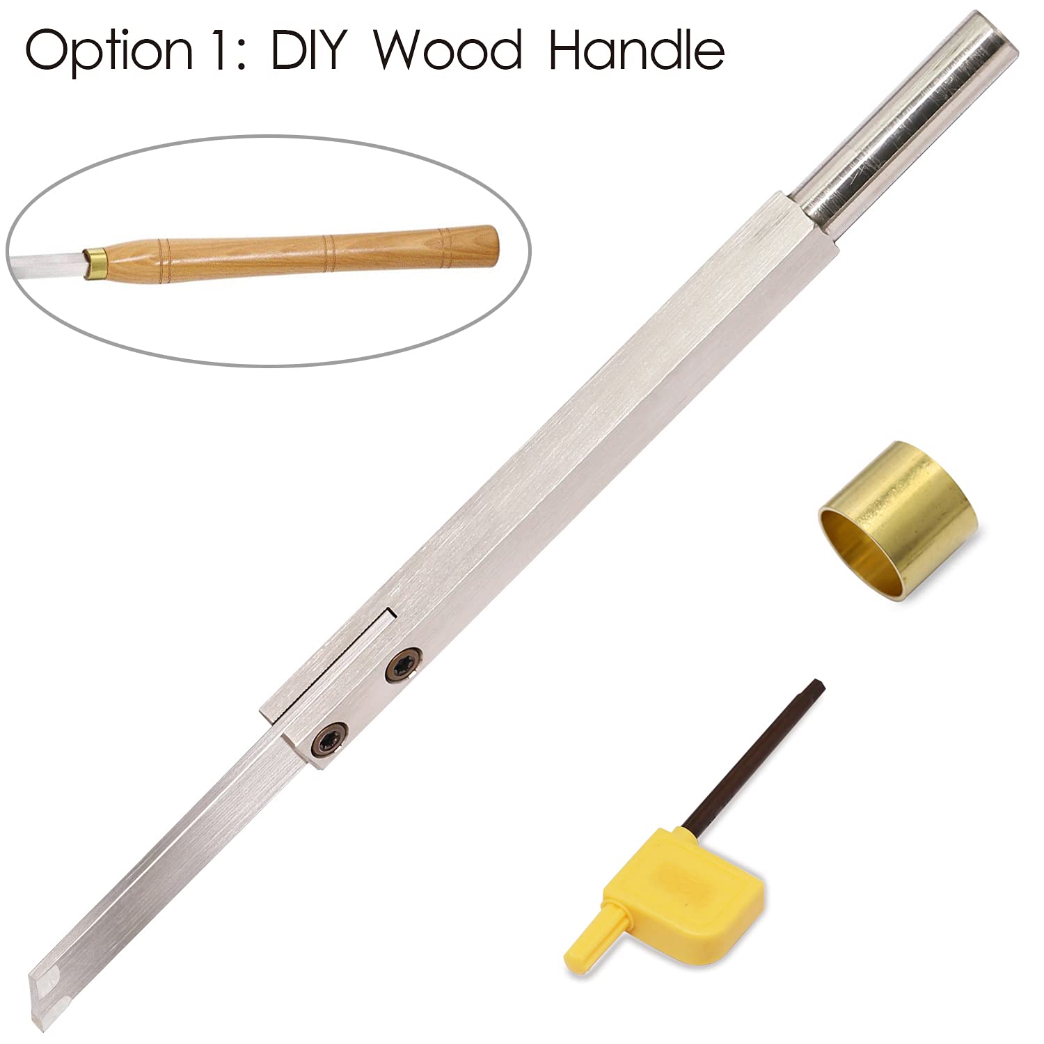 8.68 Inch Carbide Parting & Grooving Tool for Woodturning Lathe - Durable Copper Hoop Design for Smooth Woodworking & DIY Projects