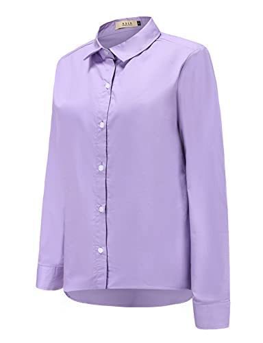 Women's SSLR Oversized Button Down Shirts - Long Sleeve Casual Dress Shirts with High Low Hem | Perfect for Work, Office, Date Night & Everyday Wear