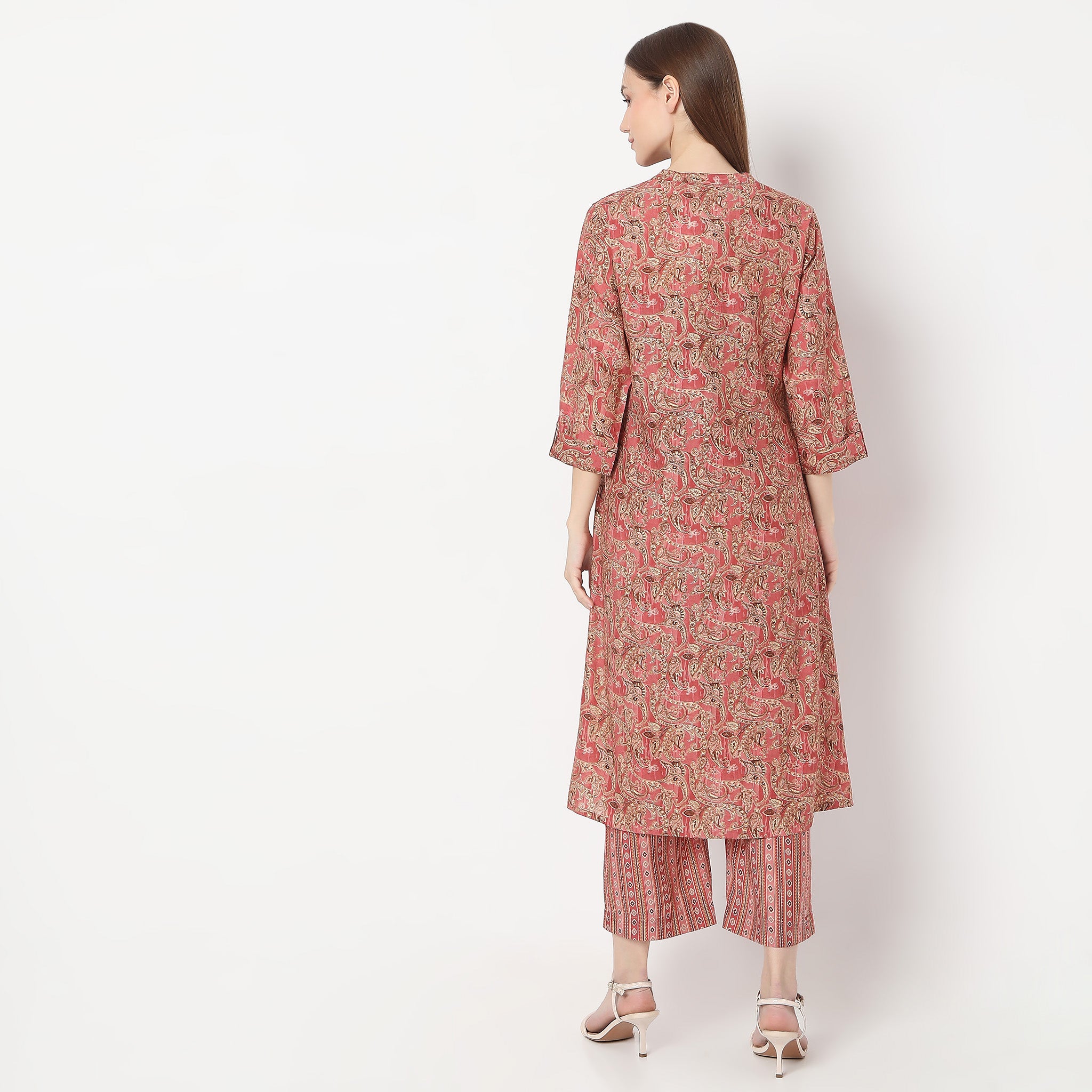 Floral Print Calf-Length A-Line Kurta with Pants Set for Women | Indian Ethnic Wear | Perfect for Festivals, Weddings & Casual Outings