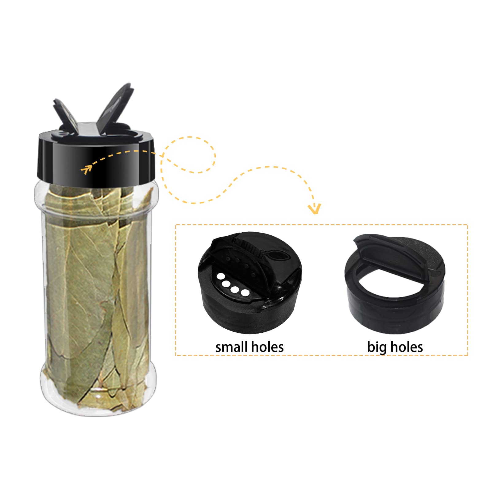 24 Pack 3.3 oz (100ml) Clear Plastic Spice Jars with Black Shaker Lids - Round Seasoning Bottles with Labels & Marker - Perfect for Kitchen, Pantry Organization & Spice Storage