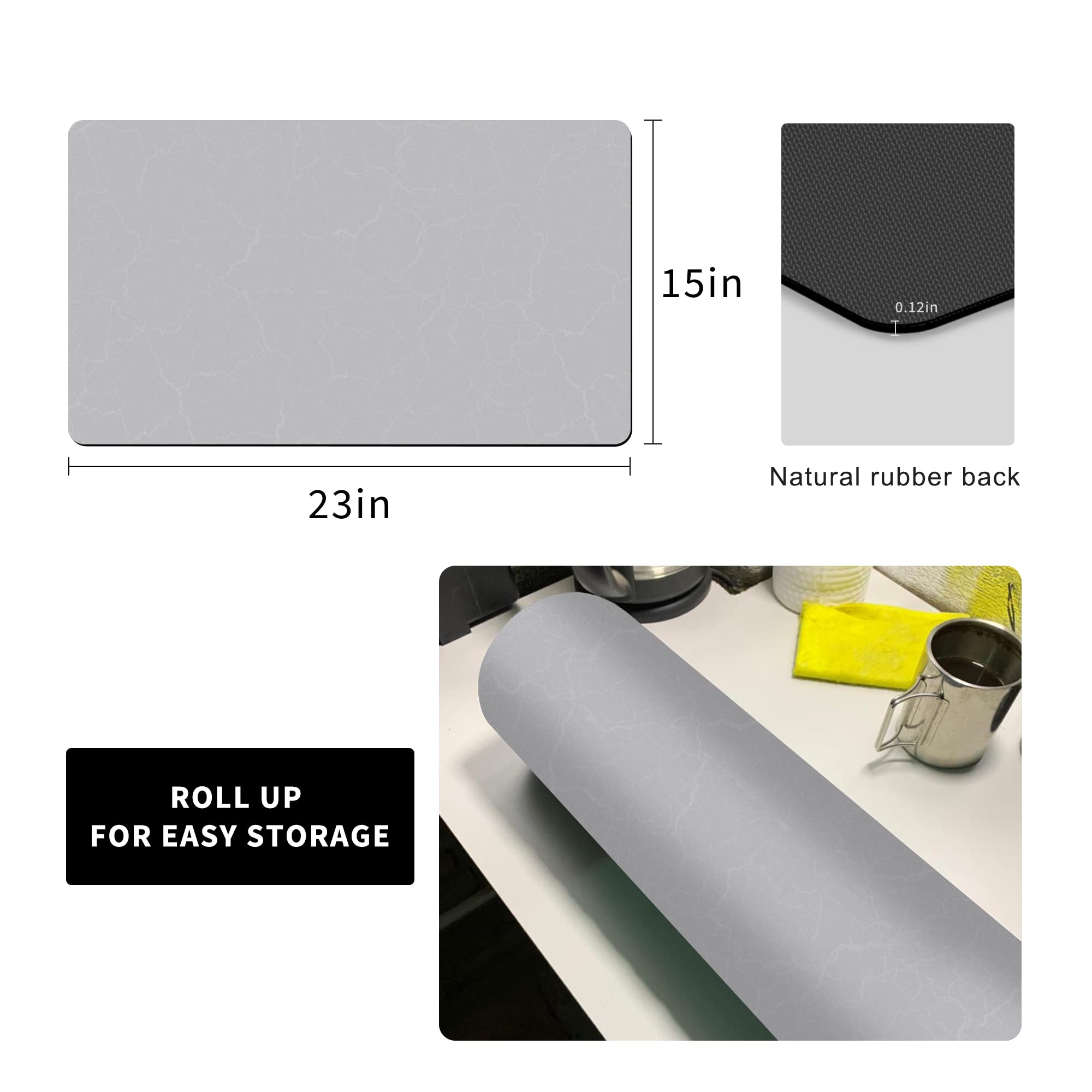 Golener Silicone Coffee Bar Tray - Heat Resistant Hot Mat for Under Coffee Maker, Dish Drying Rack - Marble Gray - Perfect for Kitchen Countertop & Coffee Station Organization