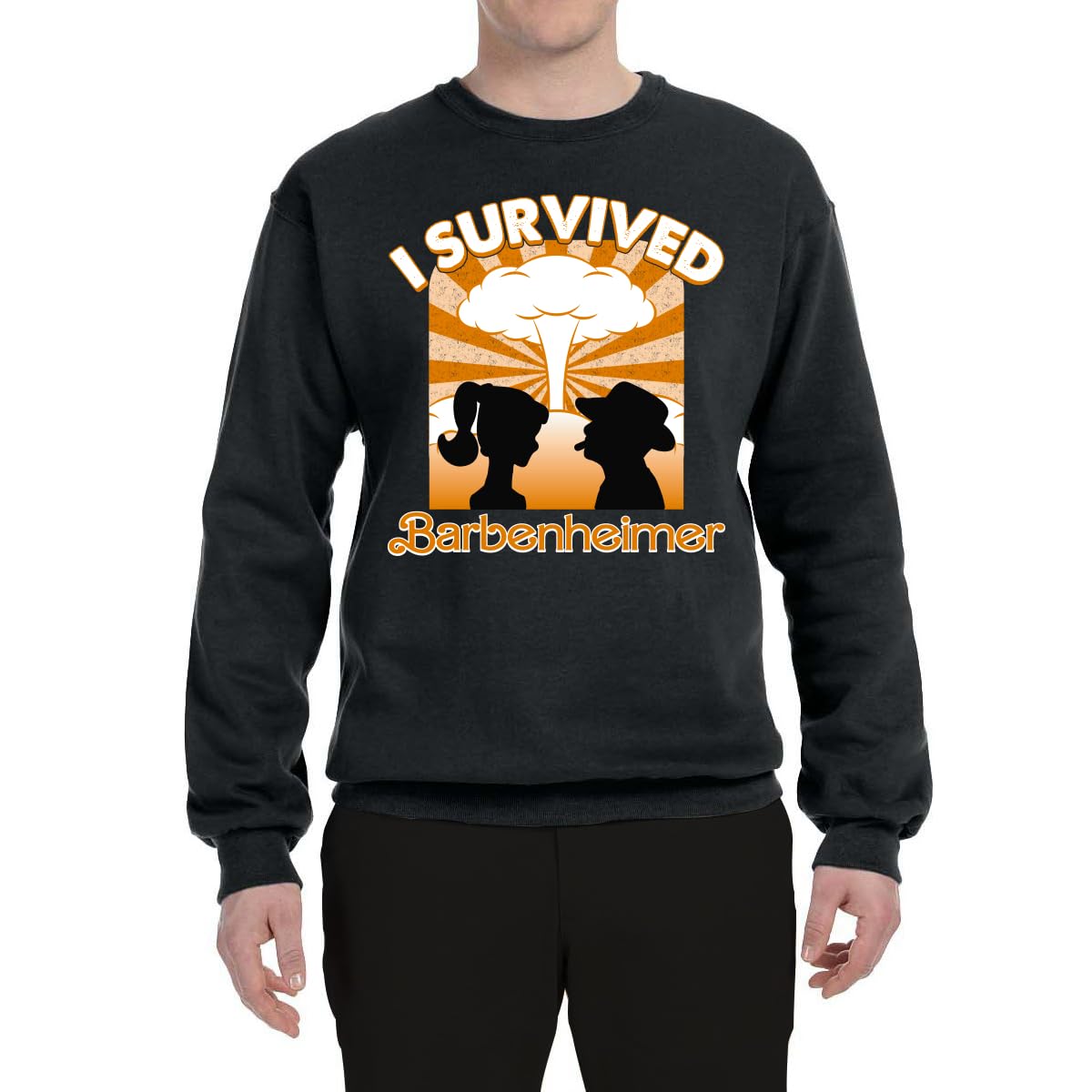 Wild Bobby Barbenheimer I Survived Silhouette Pop Culture Unisex Crewneck Sweatshirt | Trendy Graphic Hoodie for Men & Women | Perfect for Casual Wear, Movie Nights & Street Fashion