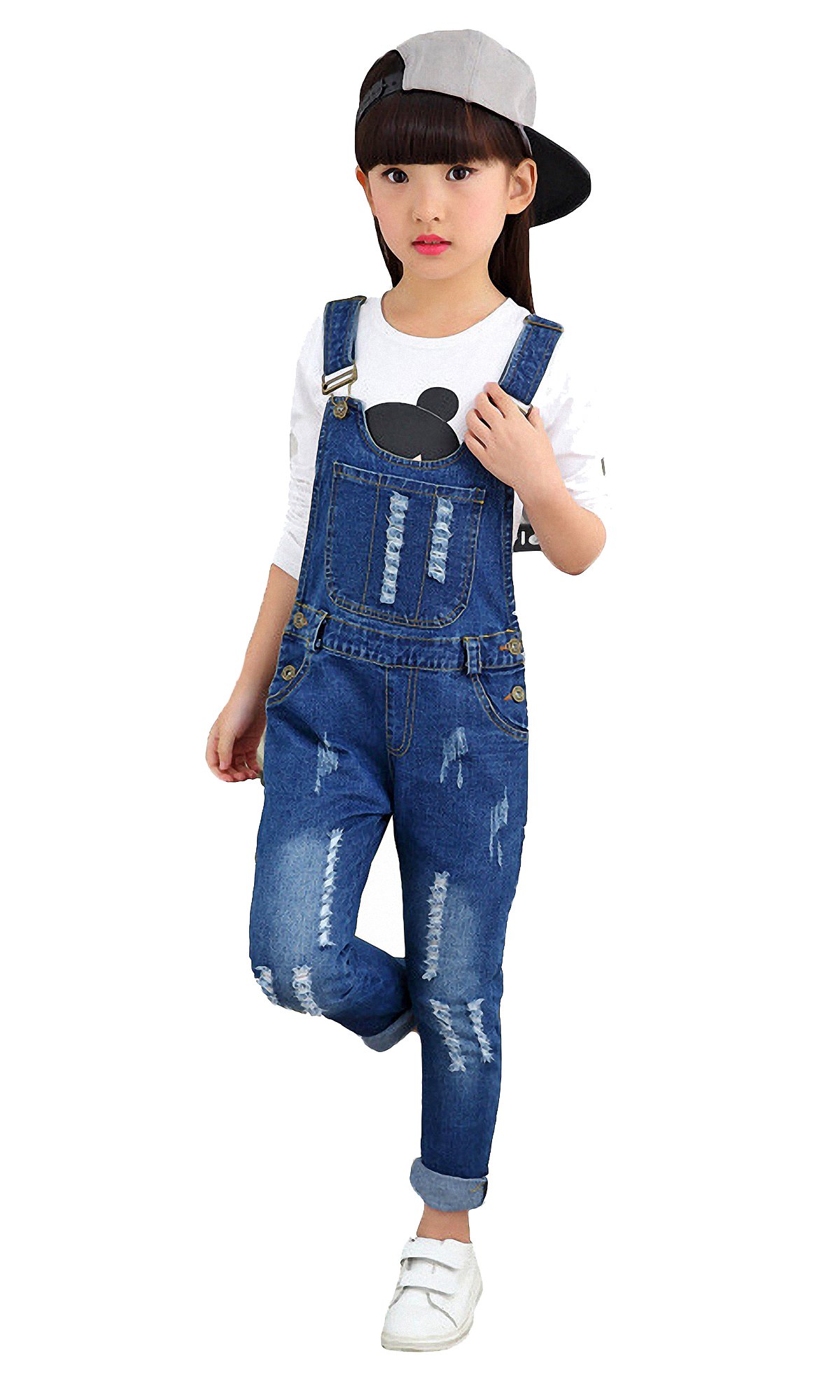 KIDSCOOL SPACE Girls Denim Overalls - Soft Cotton Jean Workwear Pants for Toddlers & Kids | Playtime, School & Outdoor Adventures