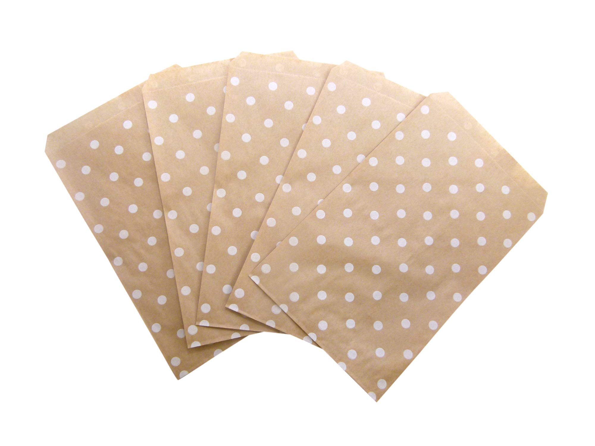 100 Pack 8.5x11 Inch White Polka Dot Brown Kraft Paper Gift Bags | Eco-Friendly Party Favor Bags for Cookies, Treats, Gifts & Retail Packaging | Perfect for Birthday Parties, Weddings, Baby Showers & Holiday Gifting