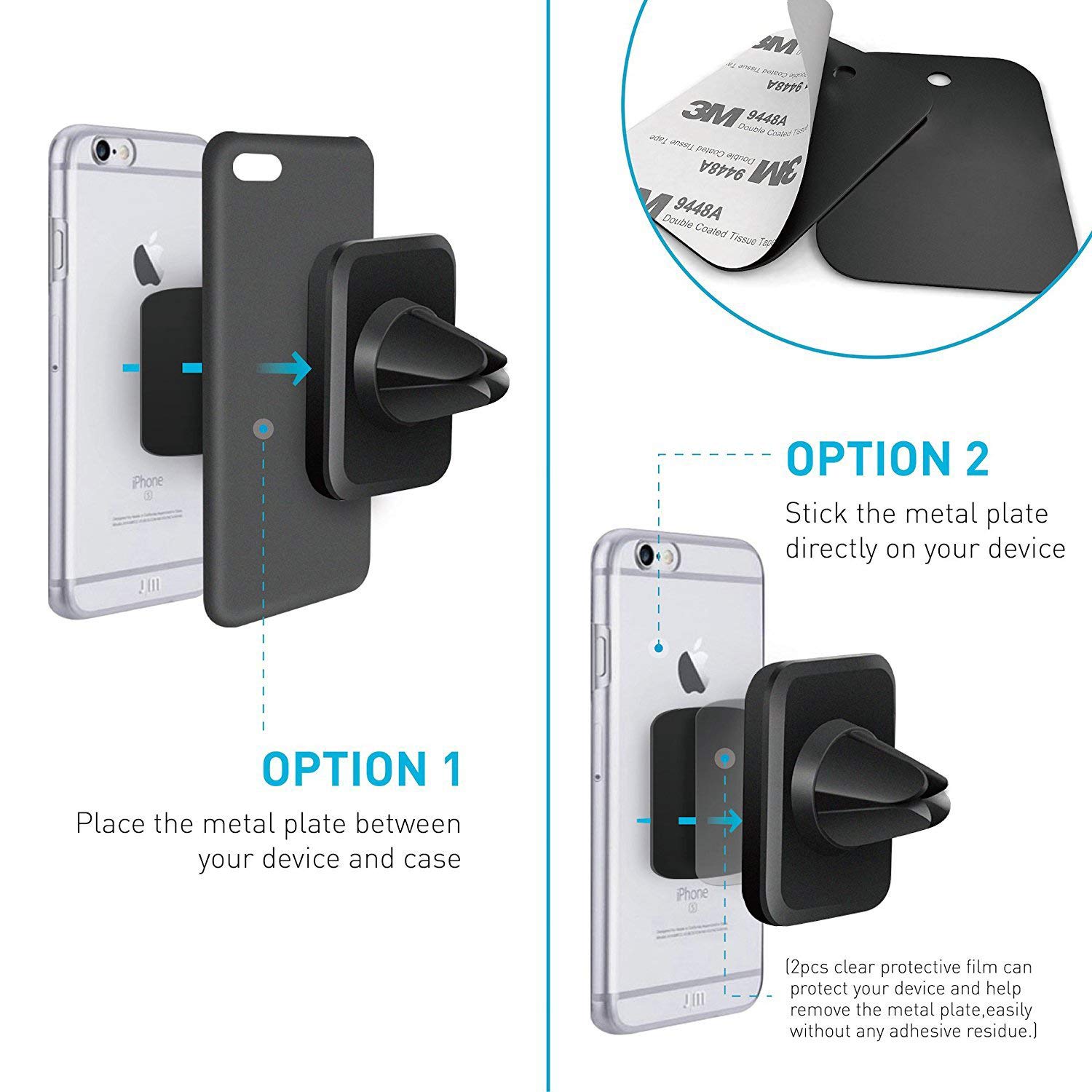 2 Pack Universal Air Vent Magnetic Phone Holder for Car - Strong Magnetic Mount for Cell Phones & Mini Tablets with Fast Snap Technology | Secure Hands-Free Driving | Perfect for Commuting, Road Trips & GPS Navigation