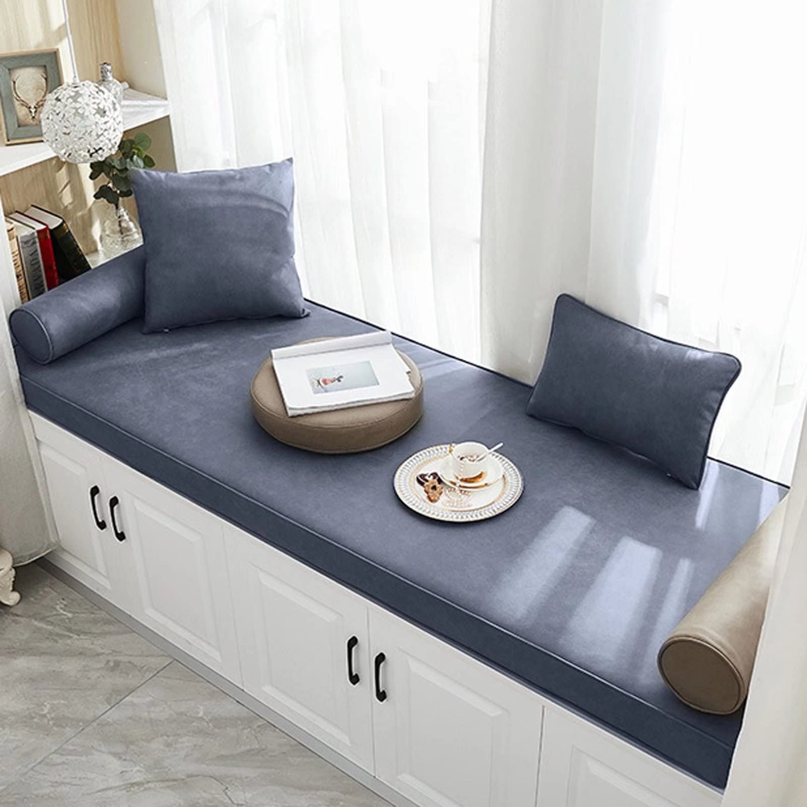 Non-Slip Bay Window Cushion - 2 Inch Thick Custom Bench Seat Pad with Upholstery Foam - Waterproof Indoor/Outdoor Use for Patio Furniture, Wicker Chairs, Swing Seats & Window Nooks - Perfect for Reading Nooks, Sunrooms and Cozy Relaxation Spaces