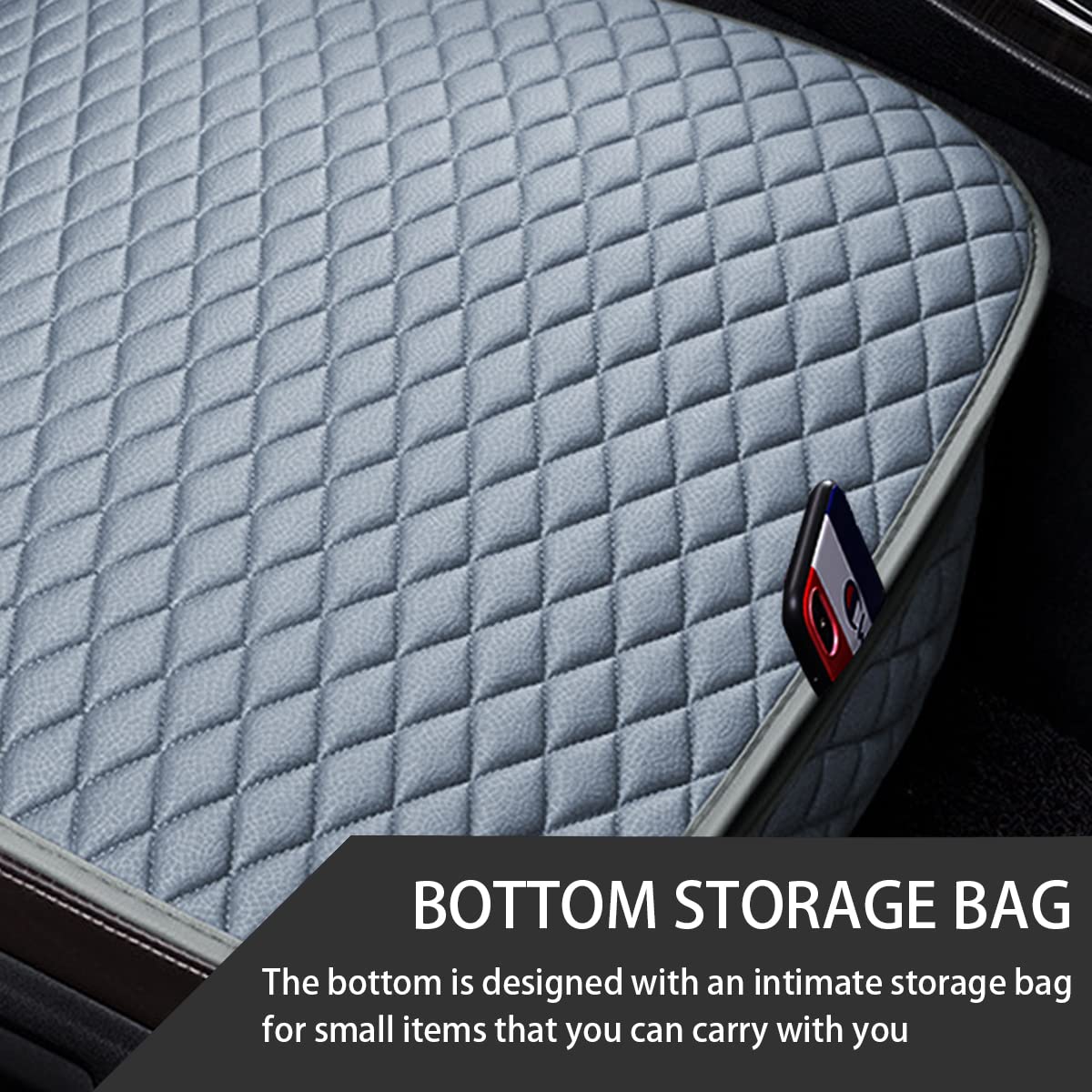 AUCELI 2 Pack Universal Car Seat Bottom Cover - Non-Slip Front Seat Protector Pad for Cars, Trucks, SUVs & Vans | Soft Breathable Cushion Mat | Perfect for Road Trips, Commuting & Child Seat Protection (Gray)