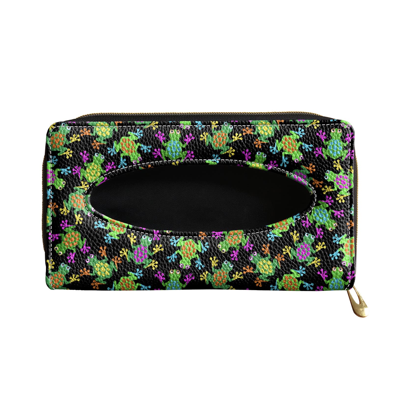 STUOARTE PU Leather Frog Car Tissue Holder - Cute Cartoon Napkin Dispenser for Car Back Seat Headrest & Armrest - Auto Visor Accessories with Refillable Wipes Organizer - Perfect for Road Trips, Family Travel & Daily Commute