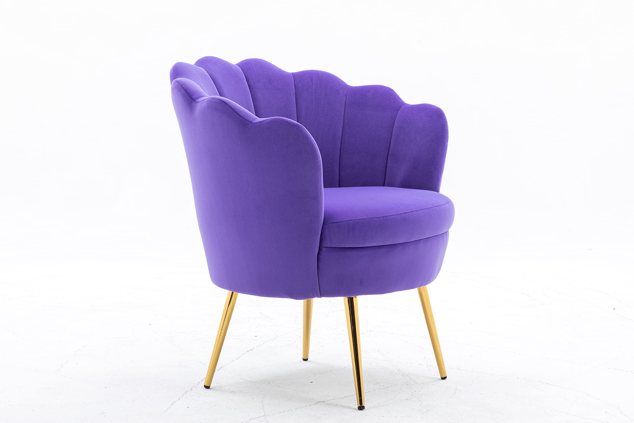 ZOBIDO Modern Velvet Accent Chair - Comfy Upholstered Armchair with Golden Metal Legs for Bedroom, Living Room, Vanity & Dining - Perfect Makeup Chair, Desk Chair & Lounge Seating (Purple)