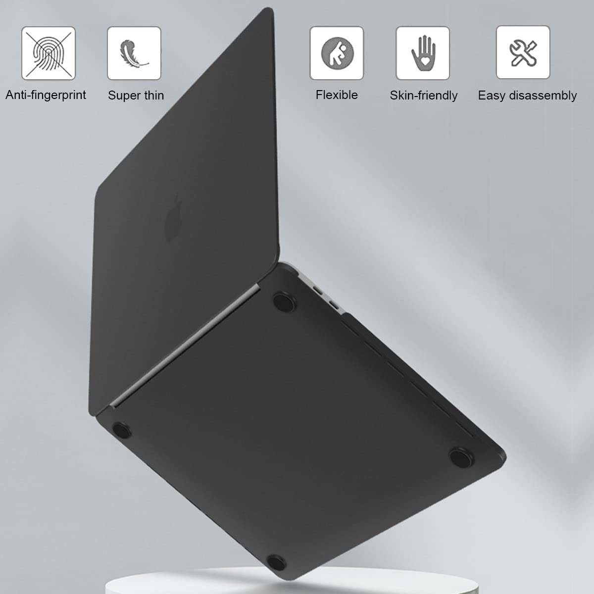 Premium Ultra-Thin Matte MacBook Air 13 Inch Case (2020-2021 M1 A2337/A2179 & 2018-2019 A1932) - Includes Screen Protector, Keyboard Cover & Webcam Privacy Shield - Perfect for Work, Travel & School - Sleek Black Protective Laptop Cover
