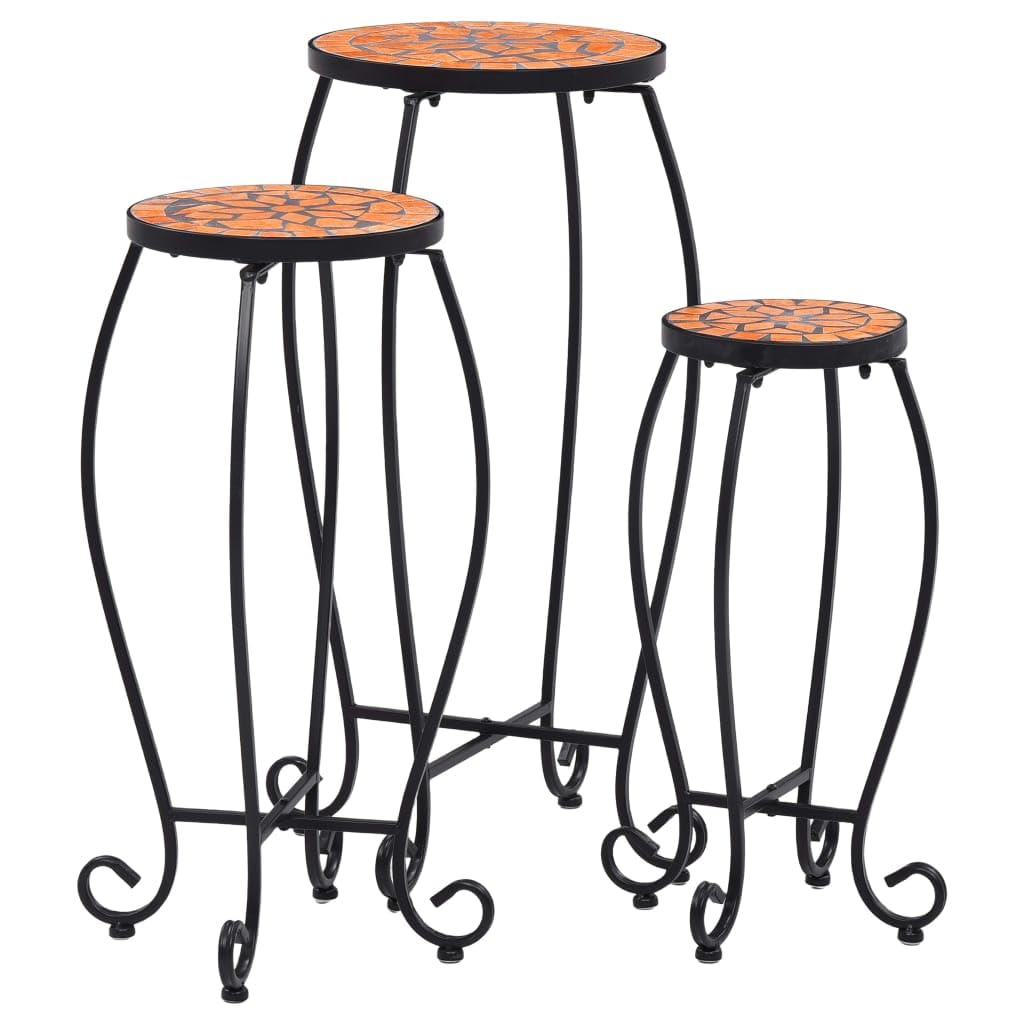 3-Piece Terracotta Ceramic Mosaic Table Set - Handcrafted Home Decor for Patio, Garden, or Indoor Use