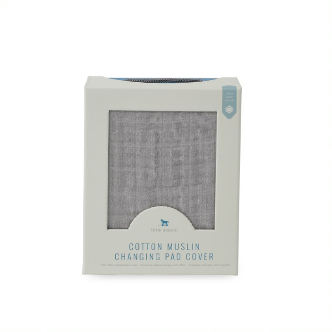 Little Unicorn Premium Cotton Muslin Changing Pad Cover - Soft & Breathable Baby Changing Table Cover for Nursery, Diaper Station - Nickel Gray (Perfect for Newborns, Infants & Toddlers)