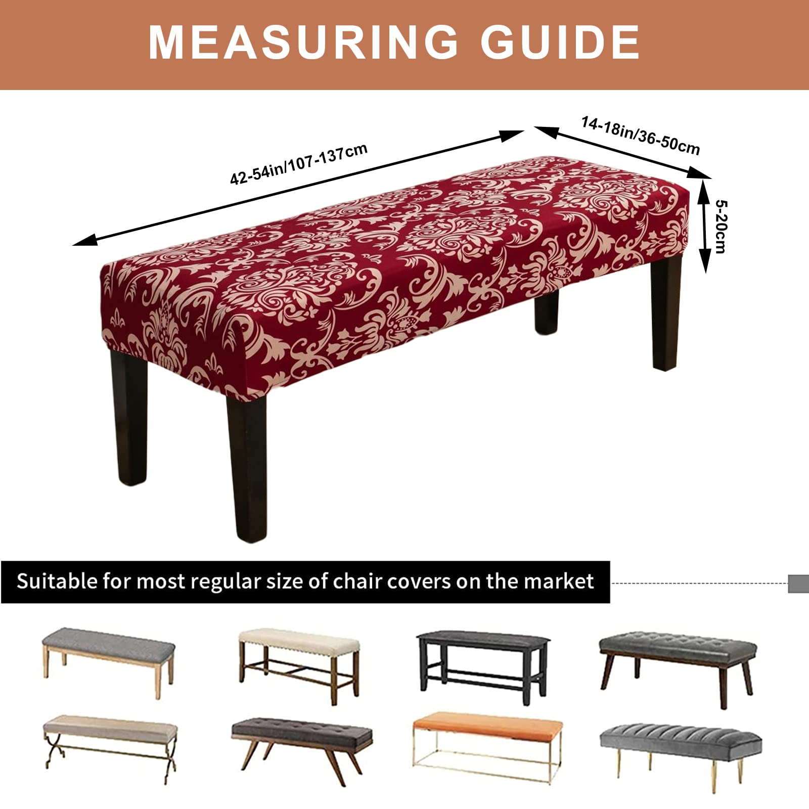 Stretchable Dining Bench Slipcover - Removable Washable Furniture Protector for Kitchen & Living Room Chairs | Eco-Friendly Fabric, Perfect for Home Decor & Daily Use