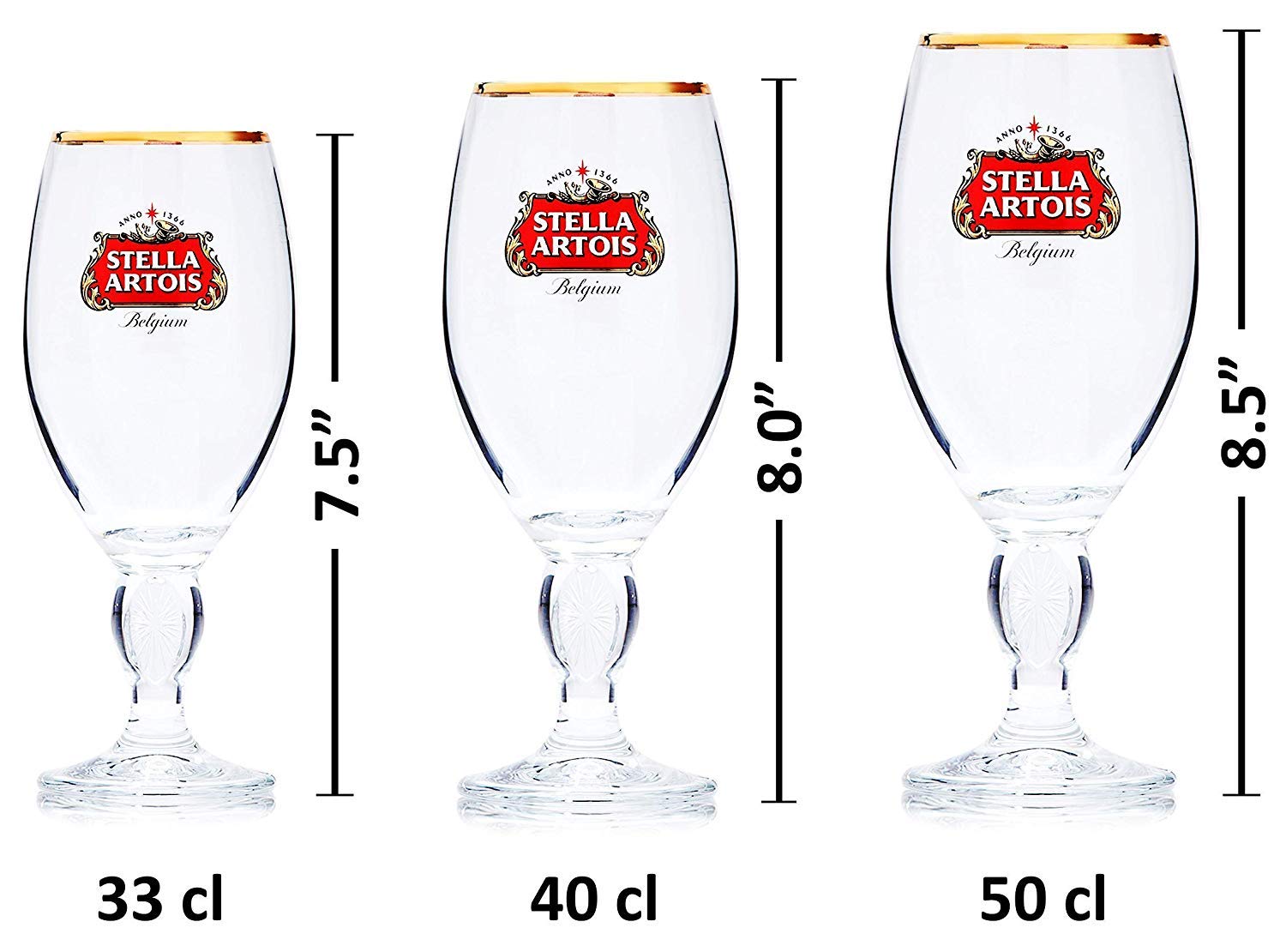 Premium Stella Artois 50cl Beer Glasses Set of 6 - Classic Chalice Style for Lager, Craft Beer & Home Brewing - Perfect for Parties, Bars & Gift Giving