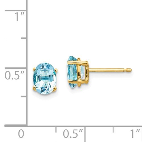 14K Gold 1.40 CTW Oval Aquamarine Stud Earrings for Women - Elegant March Birthstone Jewelry Gift for Wedding, Anniversary & Special Occasions