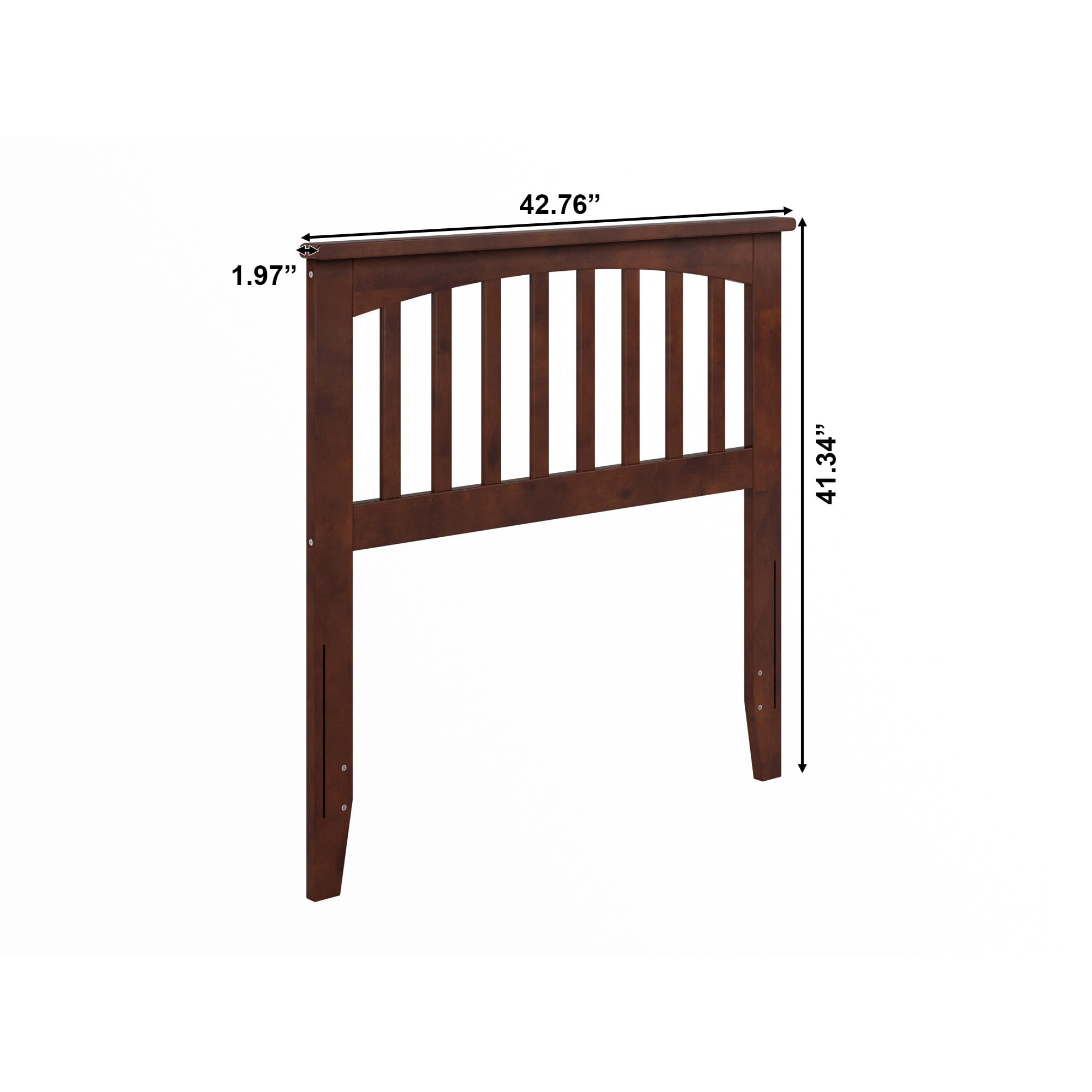 AFI Mission Twin Solid Wood Headboard with USB Charging Ports - Walnut Finish - Modern Bedroom Furniture for Kids & Teens - Perfect for Small Spaces & Shared Rooms