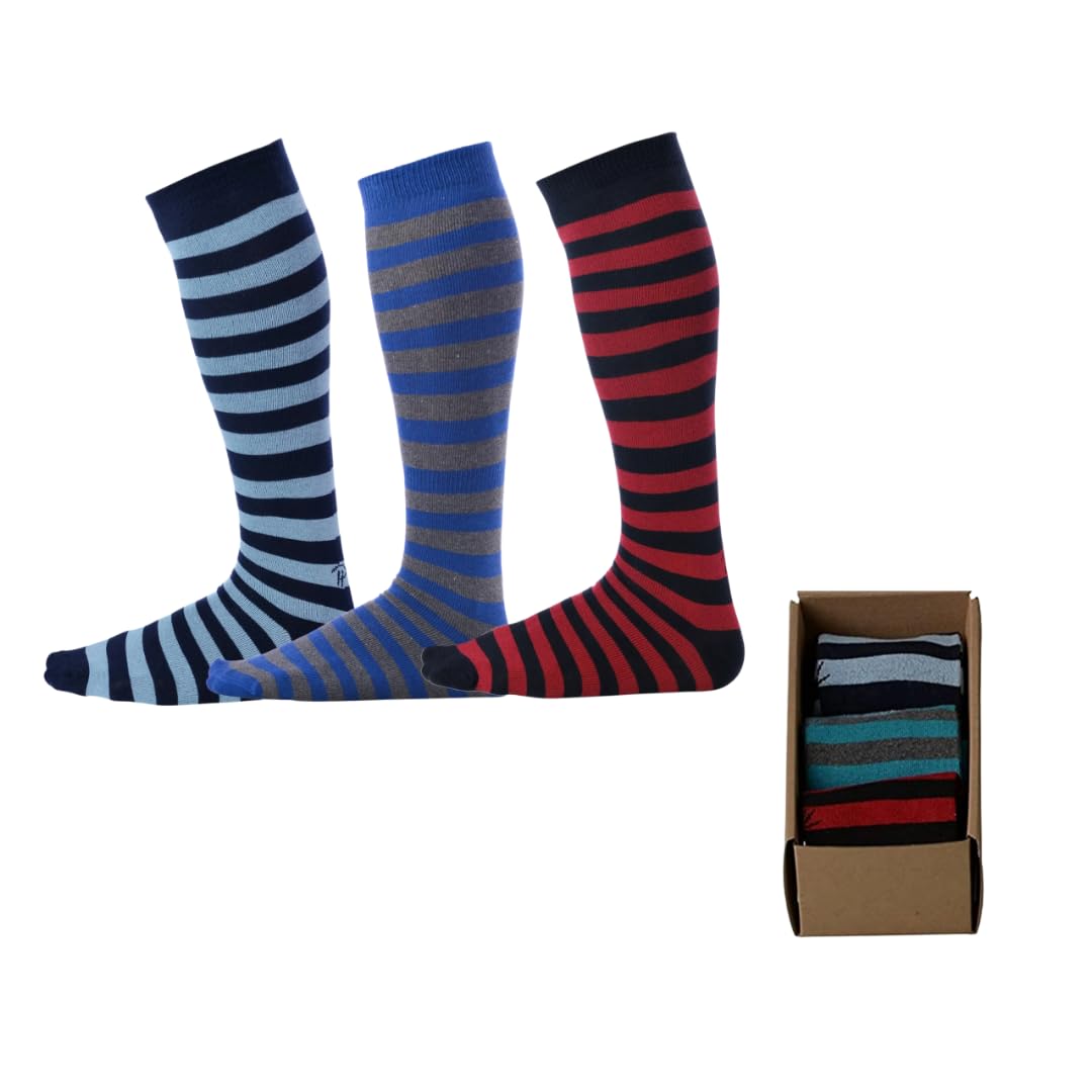 Premium Men's Dress Socks - Pierre Henry Over The Calf Cotton Socks (3-Pack) | Comfortable Long Formal Socks for Business & Office | Size 7-11 & 12-16 | Perfect for Weddings, Work & Special Occasions