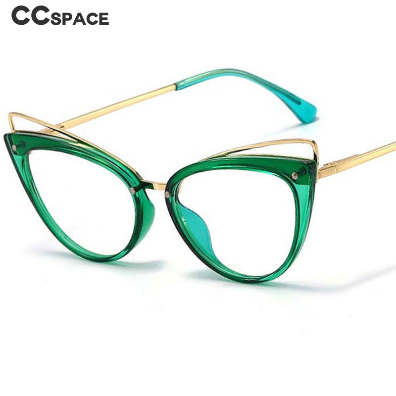 CCspace Women's Full Rim Cat Eye Acetate Alloy Eyeglasses 55060 - Stylish Retro Frames for Women, Lightweight & Durable - Perfect for Office, Reading & Fashion Accessories