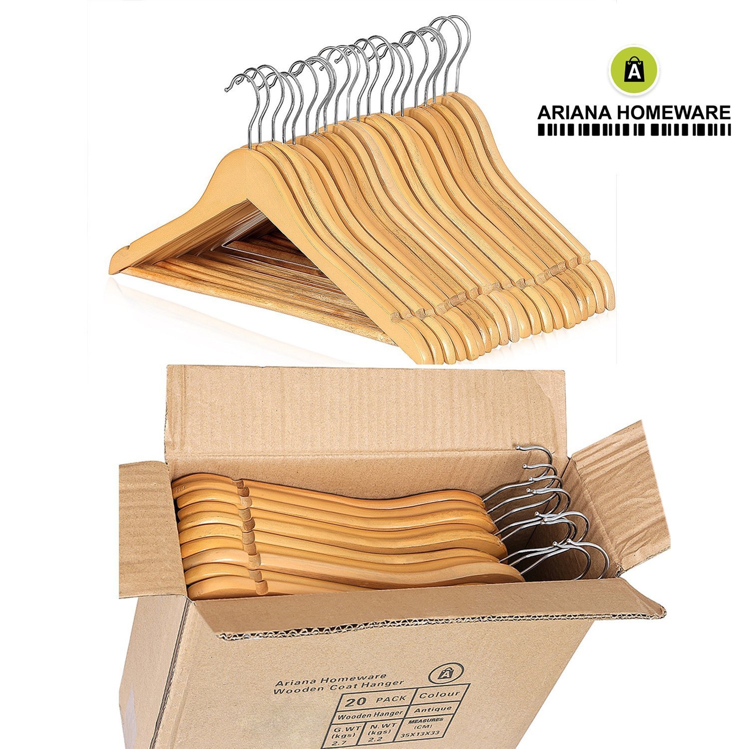 Premium 10-Pack Solid Wood Clothes Hangers - Natural Finish Multi-Functional Garment Hangers for Suits, Pants & Coats | Durable Wardrobe Organizer for Closet, Laundry Room & Travel
