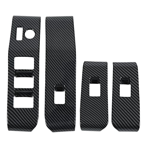 ABS Glossy Black Carbon Fiber Window Switch Panel Trim - Replacement for Toyota Highlander 2020 2021 2022 - Car Door Window Button Frame Cover - Upgrade Interior with Stylish Carbon Fiber Look (Perfect for Customizing & Protecting Your Vehicle's Window Controls)