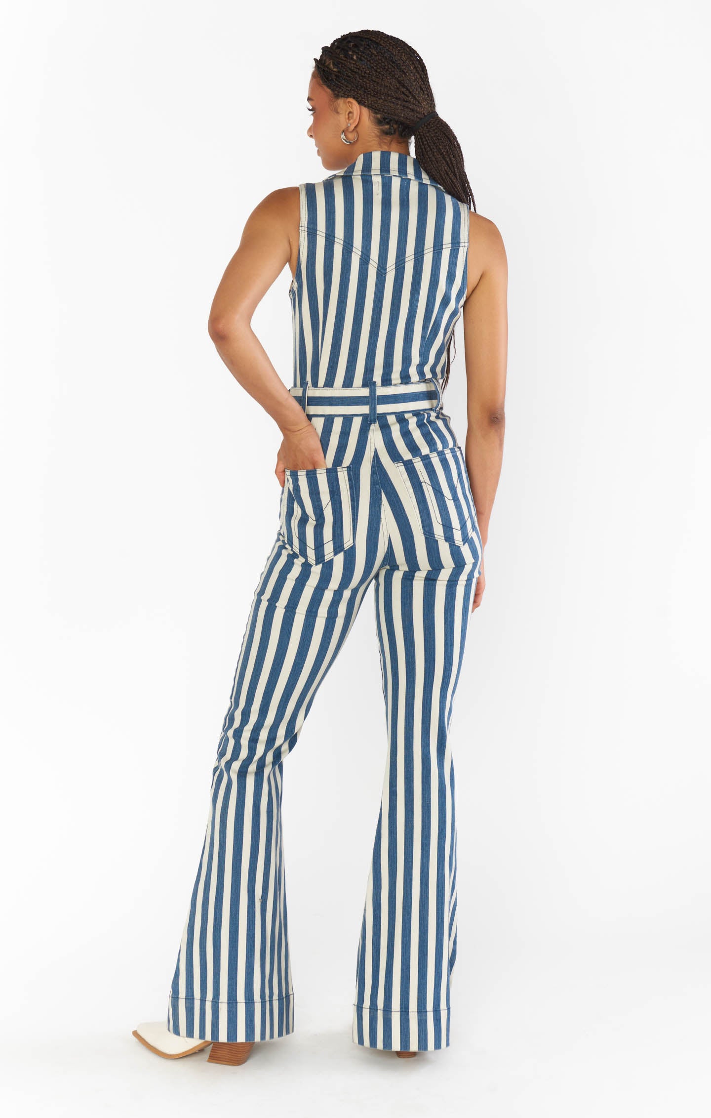 Jacksonville Jumpsuit for Women - Sand N Sea Stripe Denim Romper | Casual Summer Outfit for Beach, Vacation & Outdoor Activities