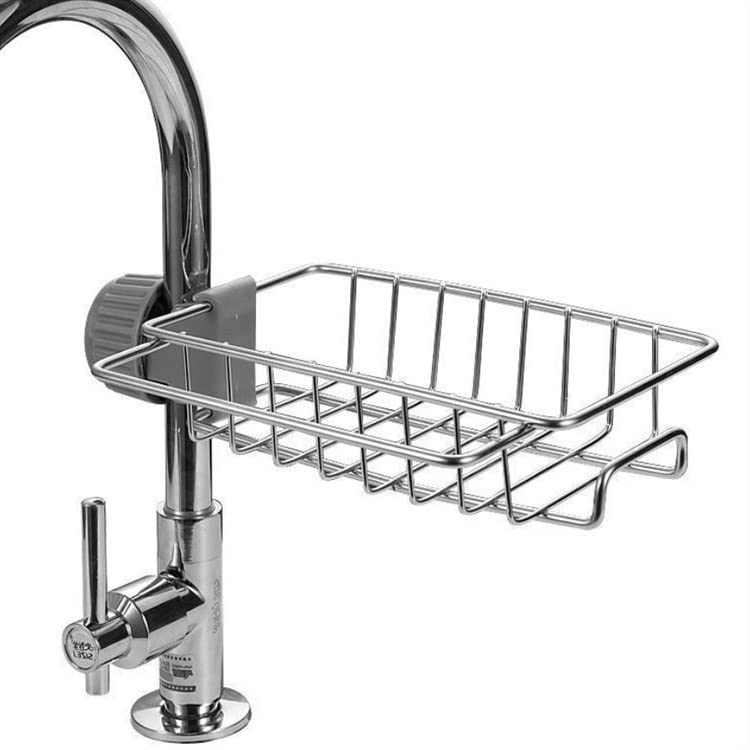 MobFest® Adjustable Stainless Steel Faucet Storage Rack - Rustproof Sink Organizer for Kitchen & Bathroom - Perfect for Soap, Sponges, Shampoo, Towels - Ideal for Small Space Organization Near Sink or Countertop