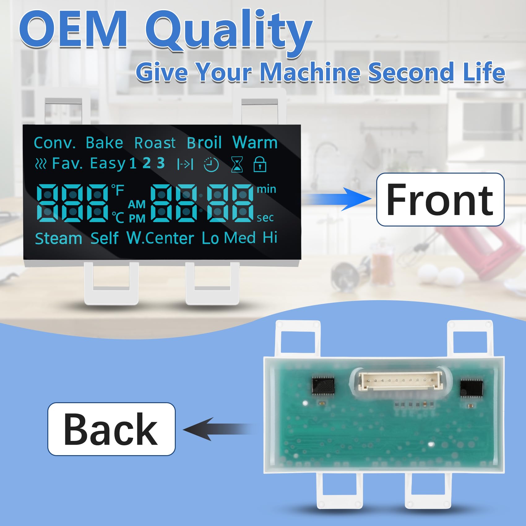 Upgraded DE07-00129A LED Display Board for Samsung Electric Range - Compatible with NE59J7630SB/AA NE59J7630SG/AA NE59J7630SS/AA NE59J7630SW/AA Models | OEM Quality Replacement Part | Perfect for Oven/Stove Control Panel Repair & Maintenance