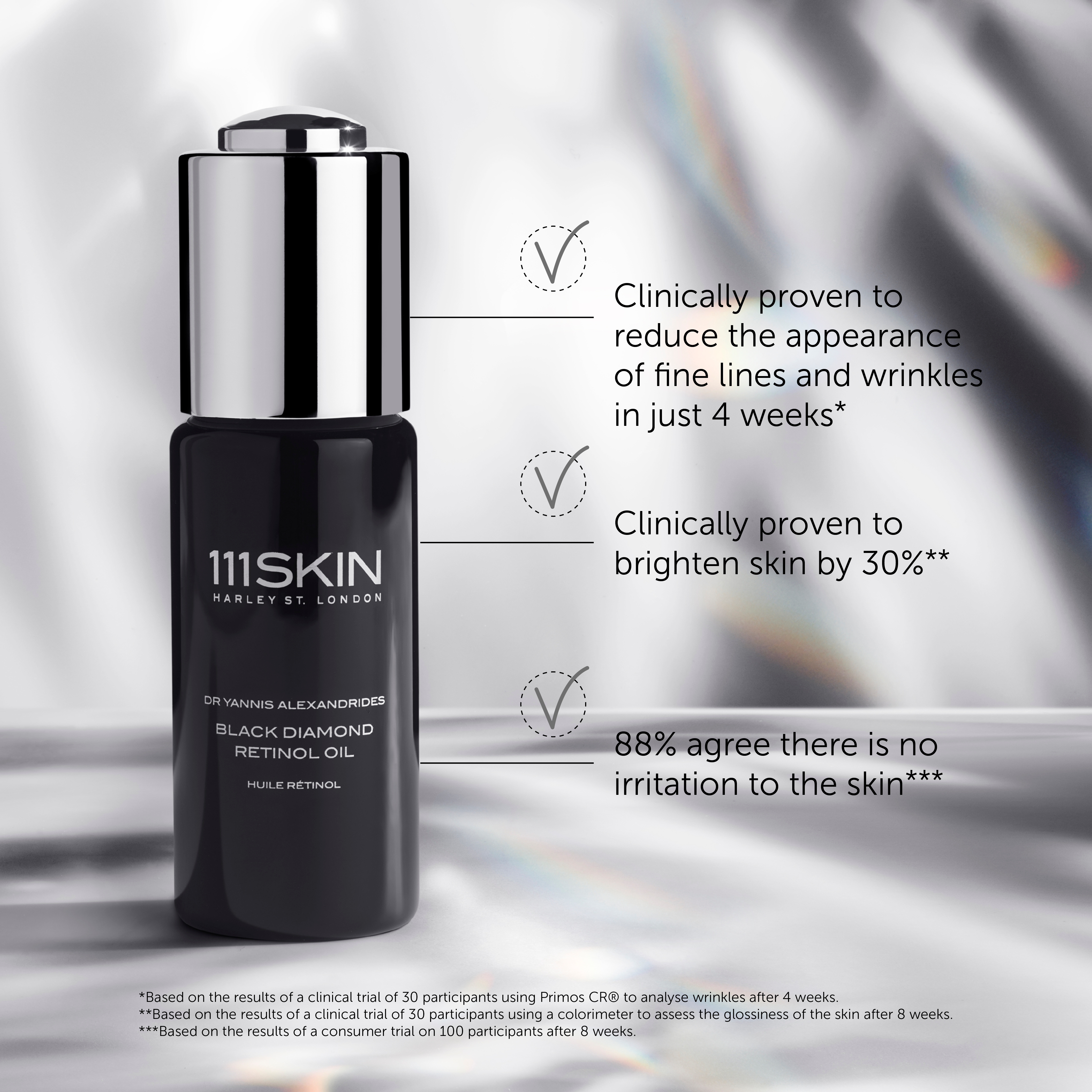 111Skin Black Diamond Retinol Oil - Anti-Aging Face Serum for Wrinkles & Fine Lines - Night Repair Treatment for Glowing Skin - Perfect for Evening Skincare Routine & Luxury Self-Care