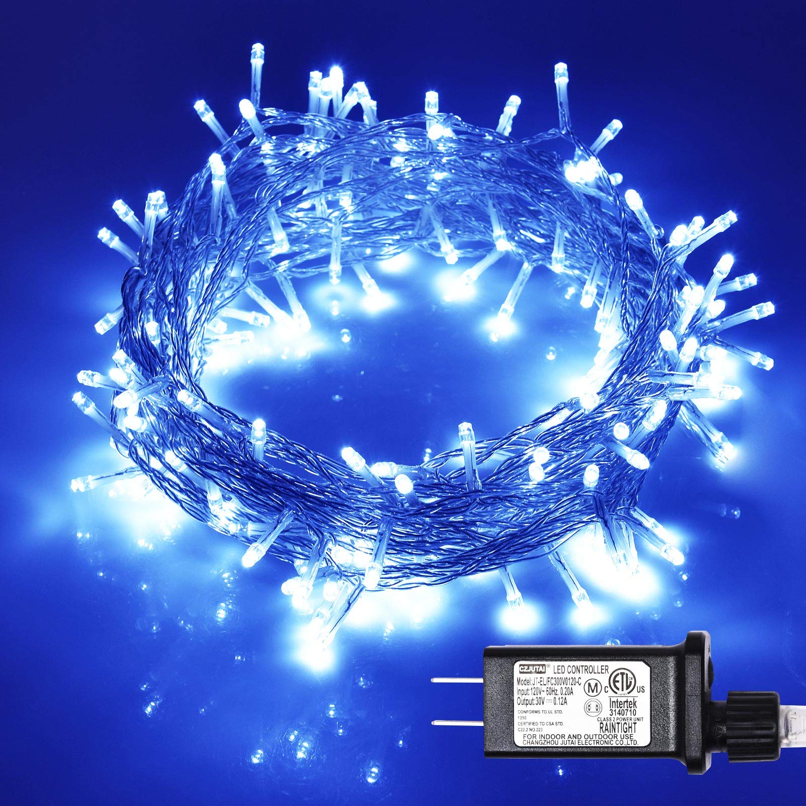 100 LED Christmas String Lights - 42ft Waterproof Fairy Lights with 8 Lighting Modes & Safety Plug | Blue Holiday Decor for Christmas Tree, Bedroom, Wedding, Party | Perfect for Indoor/Outdoor Christmas, Halloween & Summer Decorations
