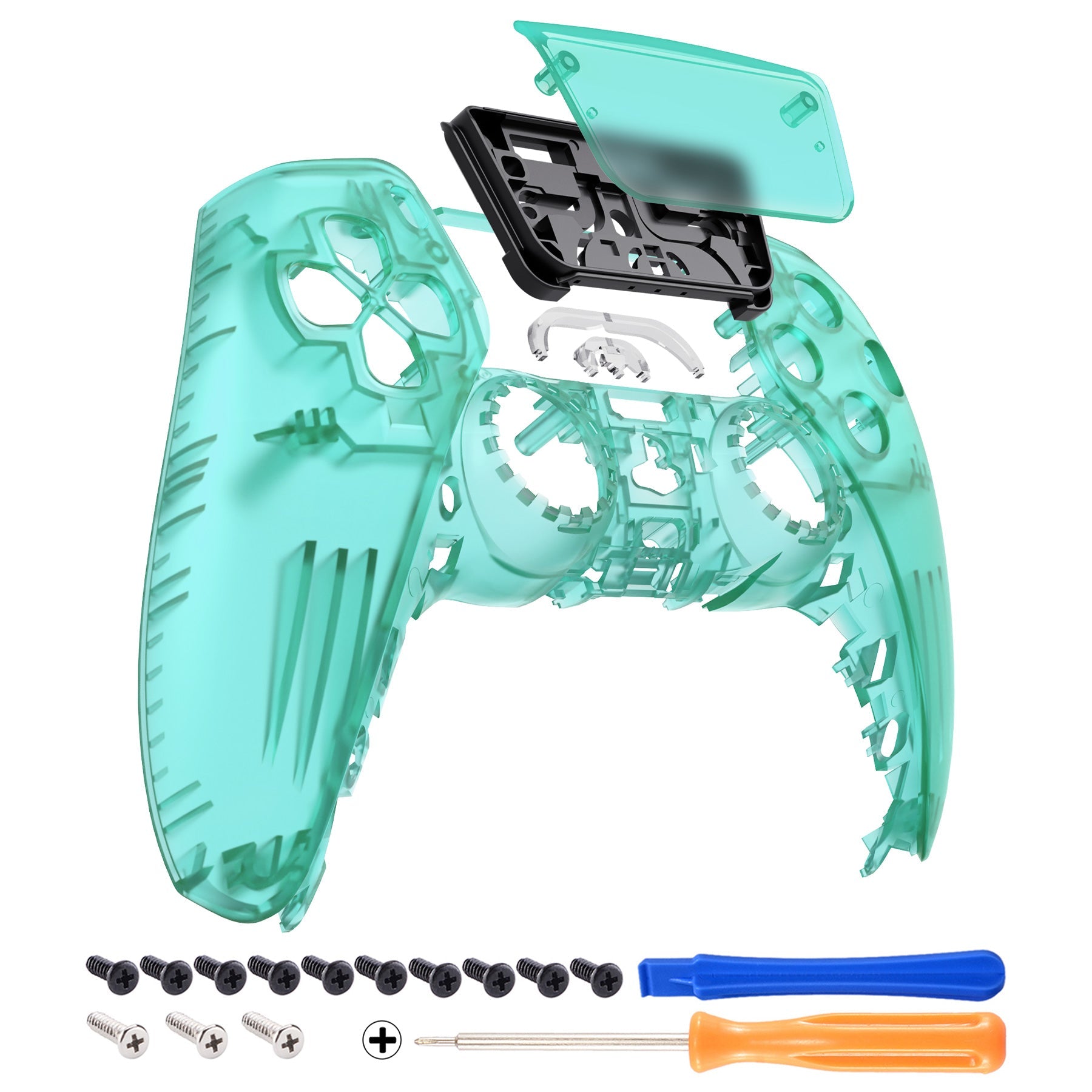 eXtremeRate PS5 Controller Front Housing Shell Replacement - Compatible with BDM 010/020/030/040/050 Models, Emerald Green | DIY Customization for Enhanced Gaming Experience