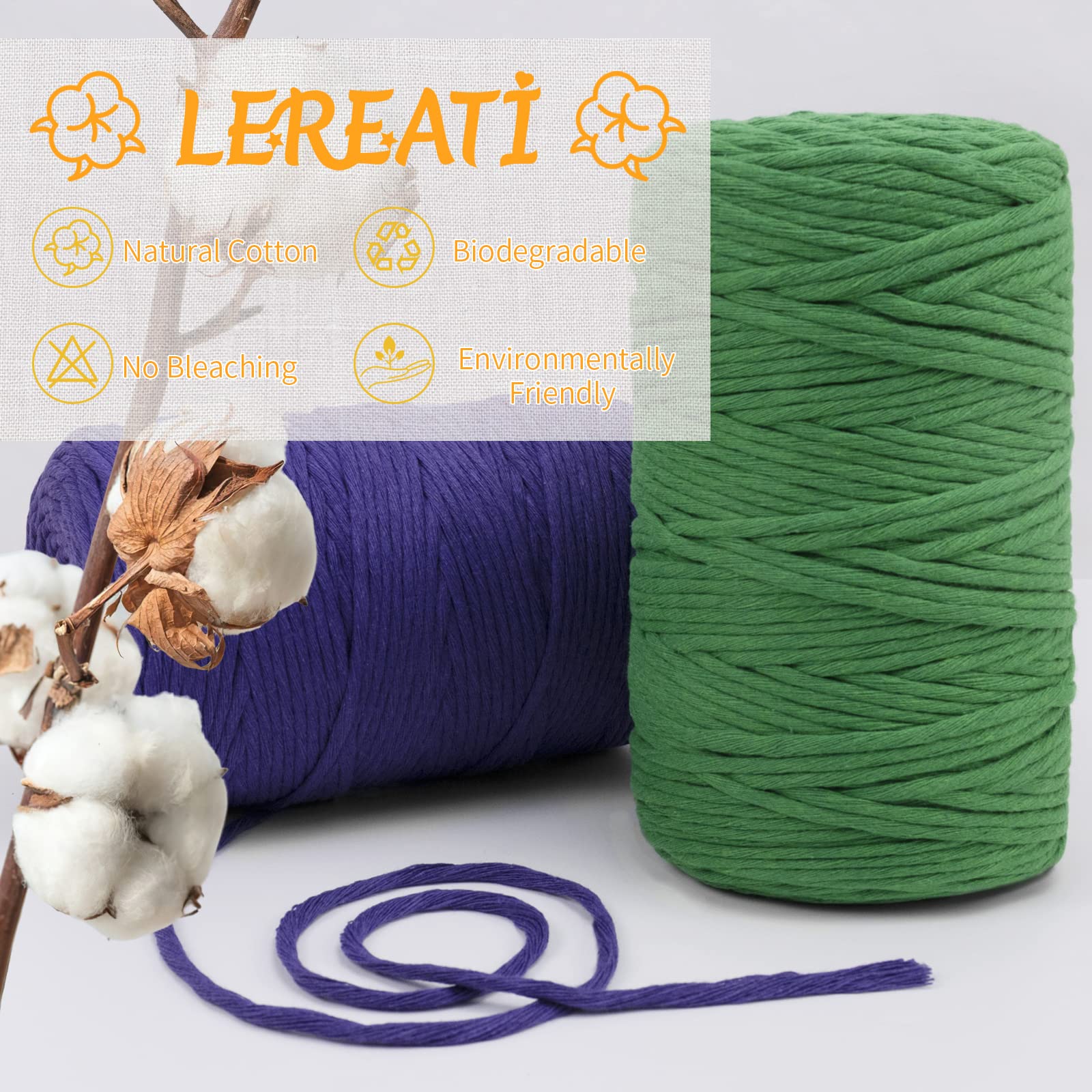 3mm Single Strand Macrame Cord 220 Yards - Natural Cotton Rope for Wall Hangings, Plant Hangers, DIY Crafts & Home Decor | Perfect for Bohemian Style, Macrame Projects & Handmade Gifts