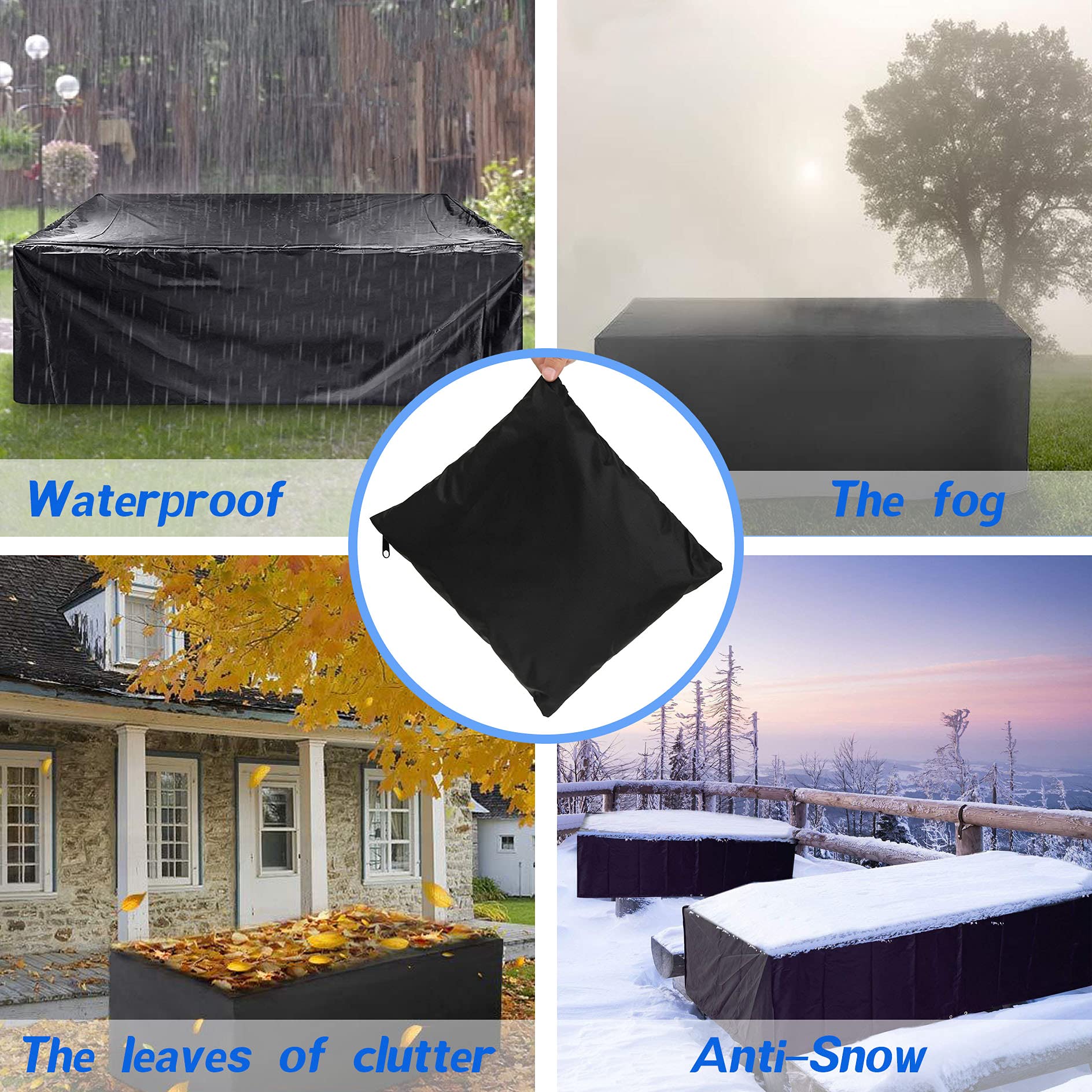Diymood Waterproof Outdoor Patio Furniture Covers - Rectangle Garden Furniture Protector for Table, Chair & Sofa - UV Resistant, Windproof, Rain & Snow Proof (200x160x70cm/78.7x63x27.5in Black) - Perfect for Backyard, Lawn & Poolside Protection