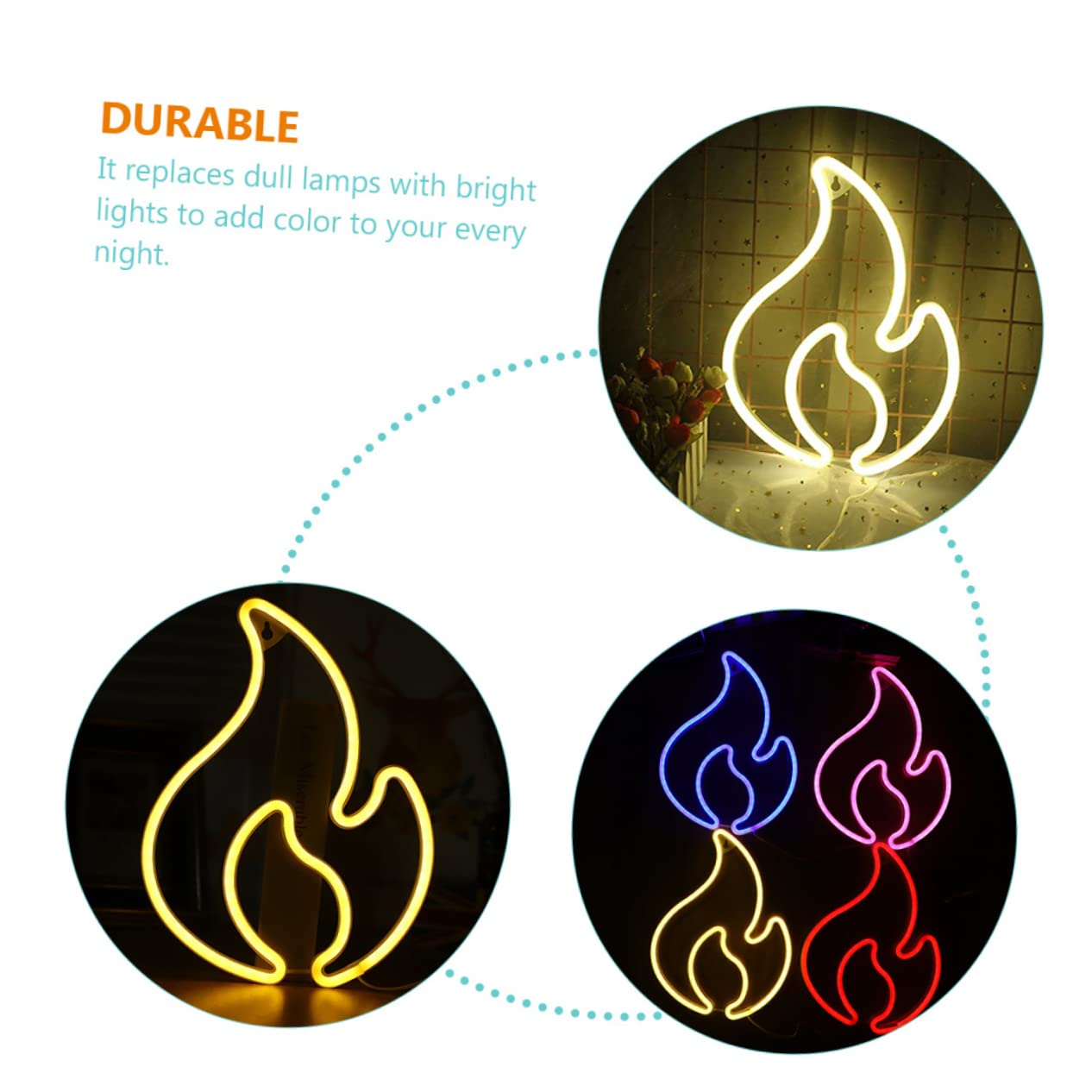 2-Pack LED Flame Night Light - Realistic Flickering Neon Desk Lamp for Home, Office, and Dorm Decor | Perfect for Bedside, Bookshelf, and Party Ambiance Lighting