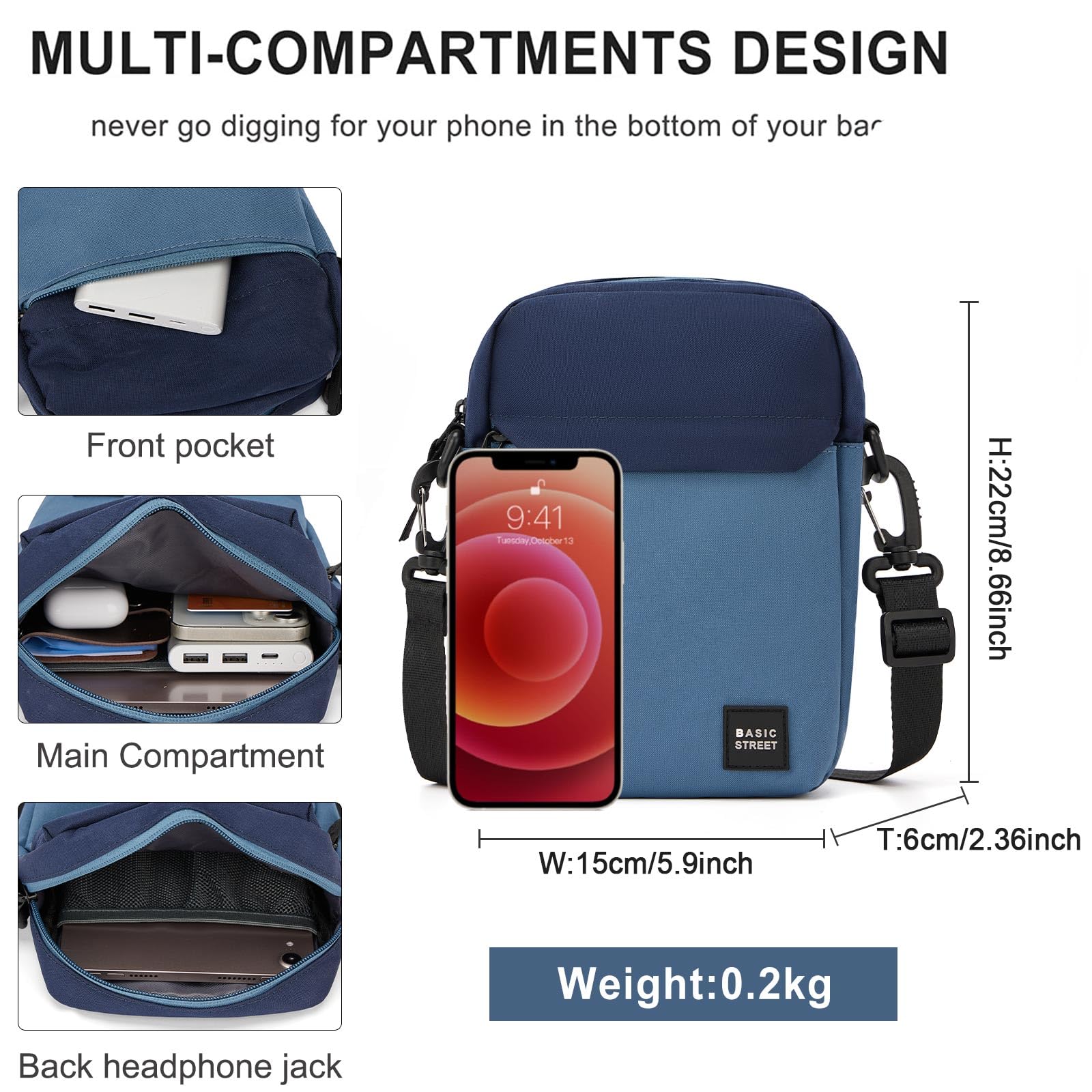 SEAFEW Mini Crossbody Bag for Men & Women - Small Messenger Shoulder Satchel Purse - Perfect for Travel, Work & Everyday Use