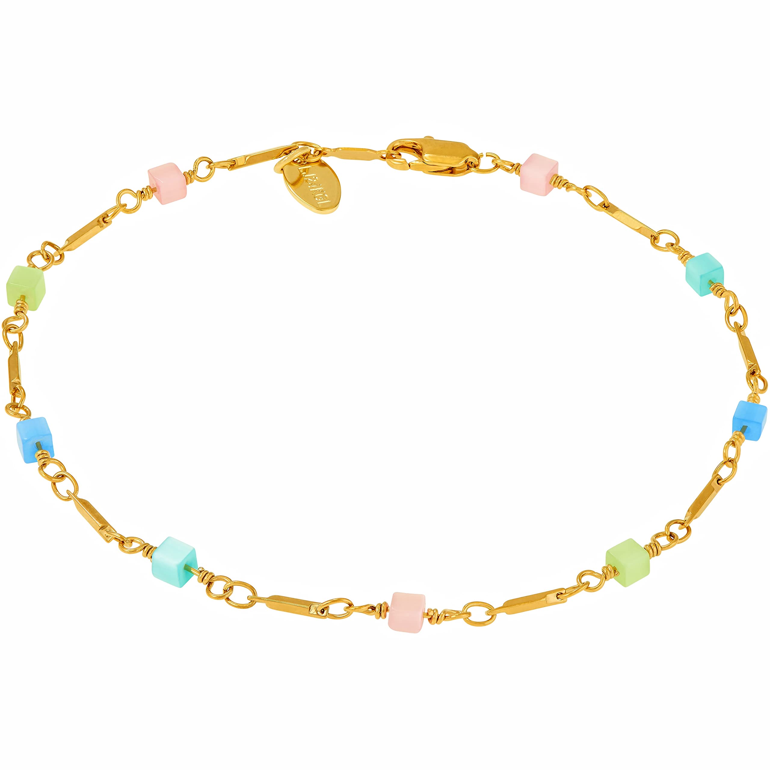 LIFETIME JEWELRY 24k Gold Plated Anklet Bracelet for Women & Girls - Trendy Colorful Adjustable Ankle Chain for Summer Beach, Party & Everyday Wear