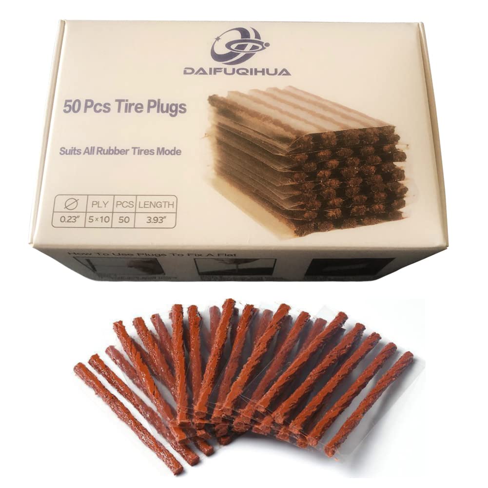 50 Pcs Tire Repair Plugs - Heavy Duty Tire Patch Kit for Car, ATV, UTV, Motorcycle & Wheelbarrow - Fix Flat Tires Fast - Emergency Roadside & Off-Road Vehicle Maintenance Essential