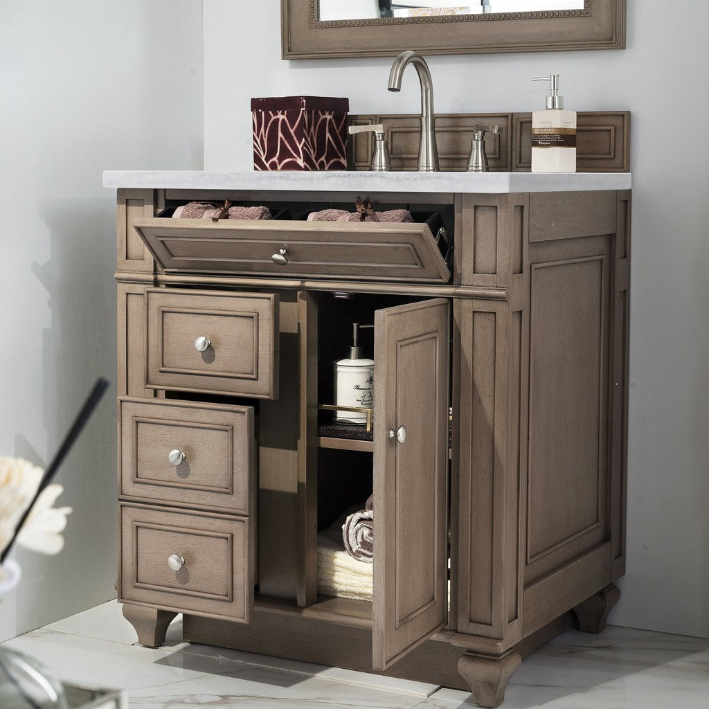 James Martin Vanities Bristol Collection 30-Inch Single Bathroom Vanity in Whitewashed Walnut with Countertop Options - Perfect for Modern Bathroom Remodeling and Home Renovation Projects