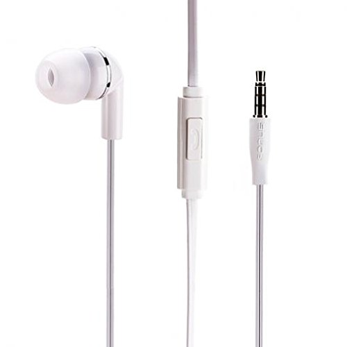 Wired Mono Headset with Microphone for Samsung Galaxy Tab A 10.1 (2019) - 3.5mm Single Earbud Headphone, Hands-Free Call (White) | Perfect for Online Classes, Gaming & Business Calls