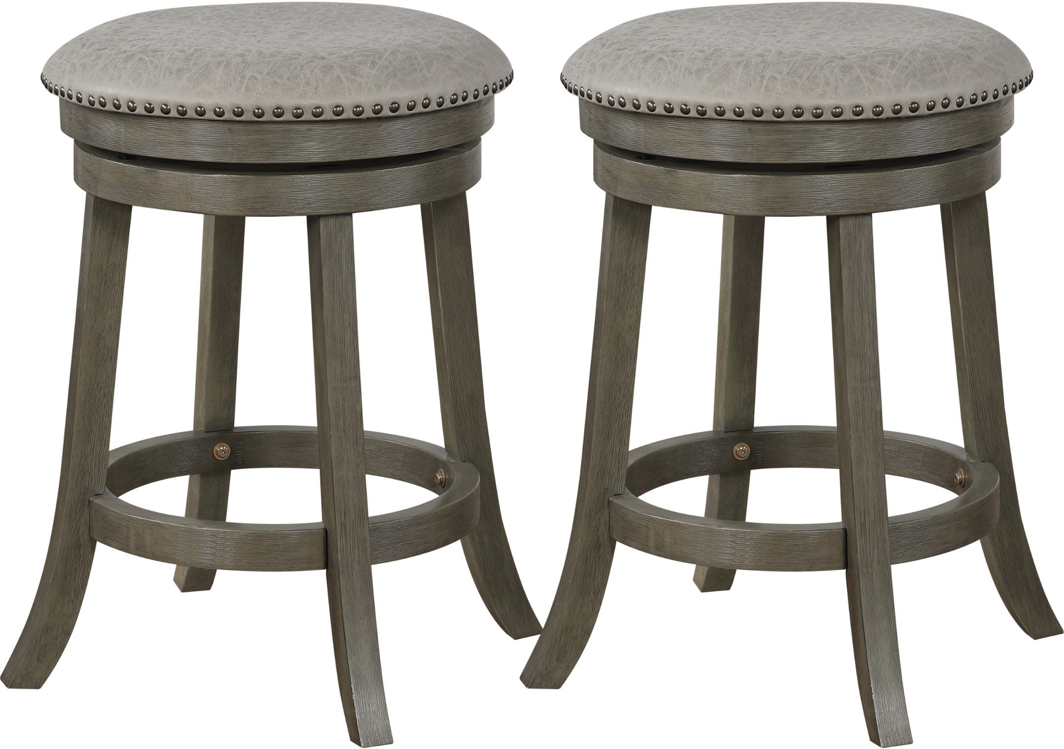 Office Star Round Backless Swivel Stool - 2 Pack Bar Stools with 360 Degree Rotation, Adjustable Height for Kitchen Counter, Home Office & Commercial Use [MET17]